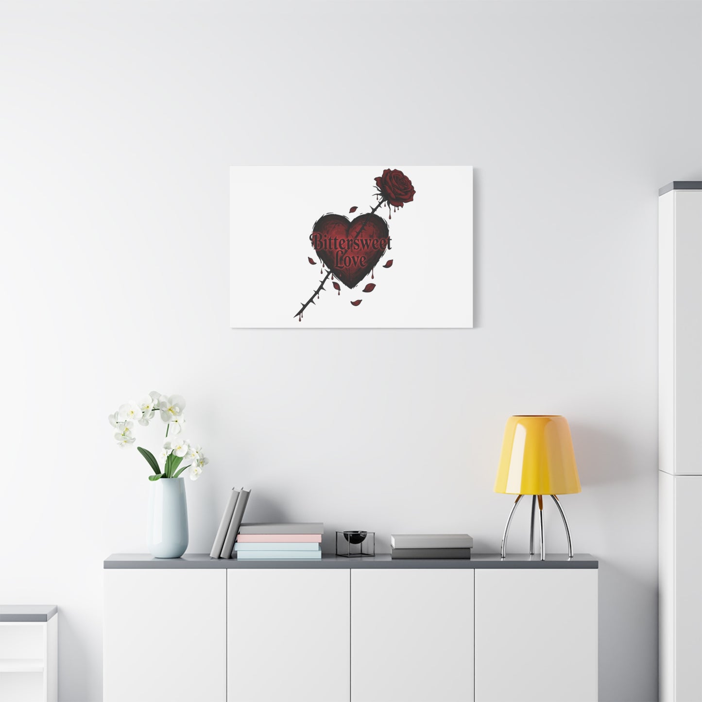 Bittersweet Love heart & thorn rose Canvas | Goth Valentine, Dark Romance Art Print