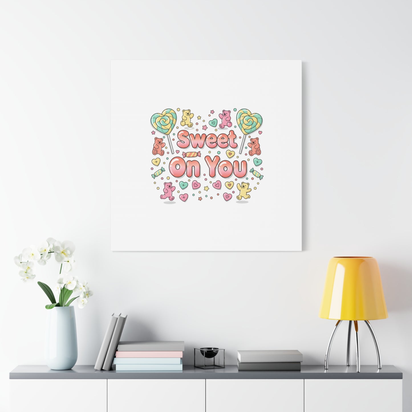 Sweet On You Canvas | Valentine Candycore heart candy pattern, pastel snackcore art