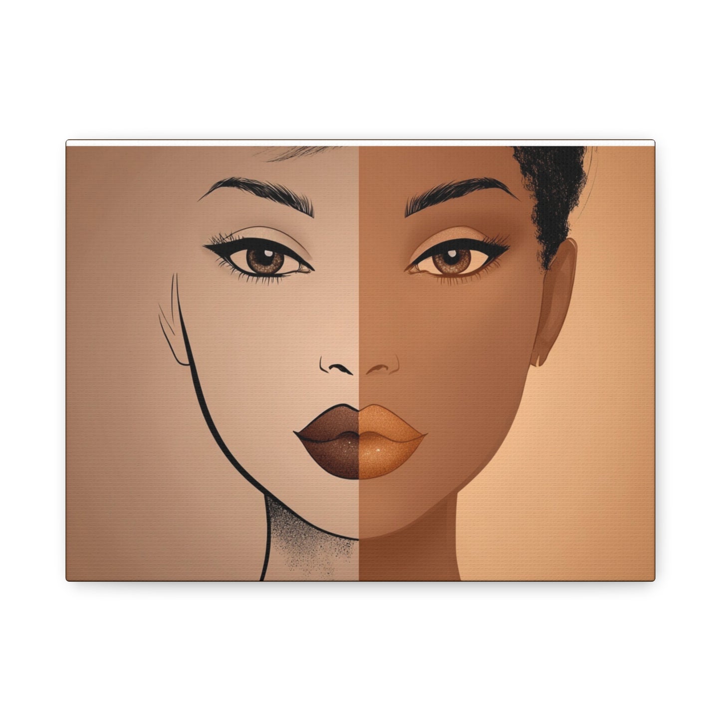 African American Half Happy Half Sad Face Canvas | Matte Stretched 1.25"