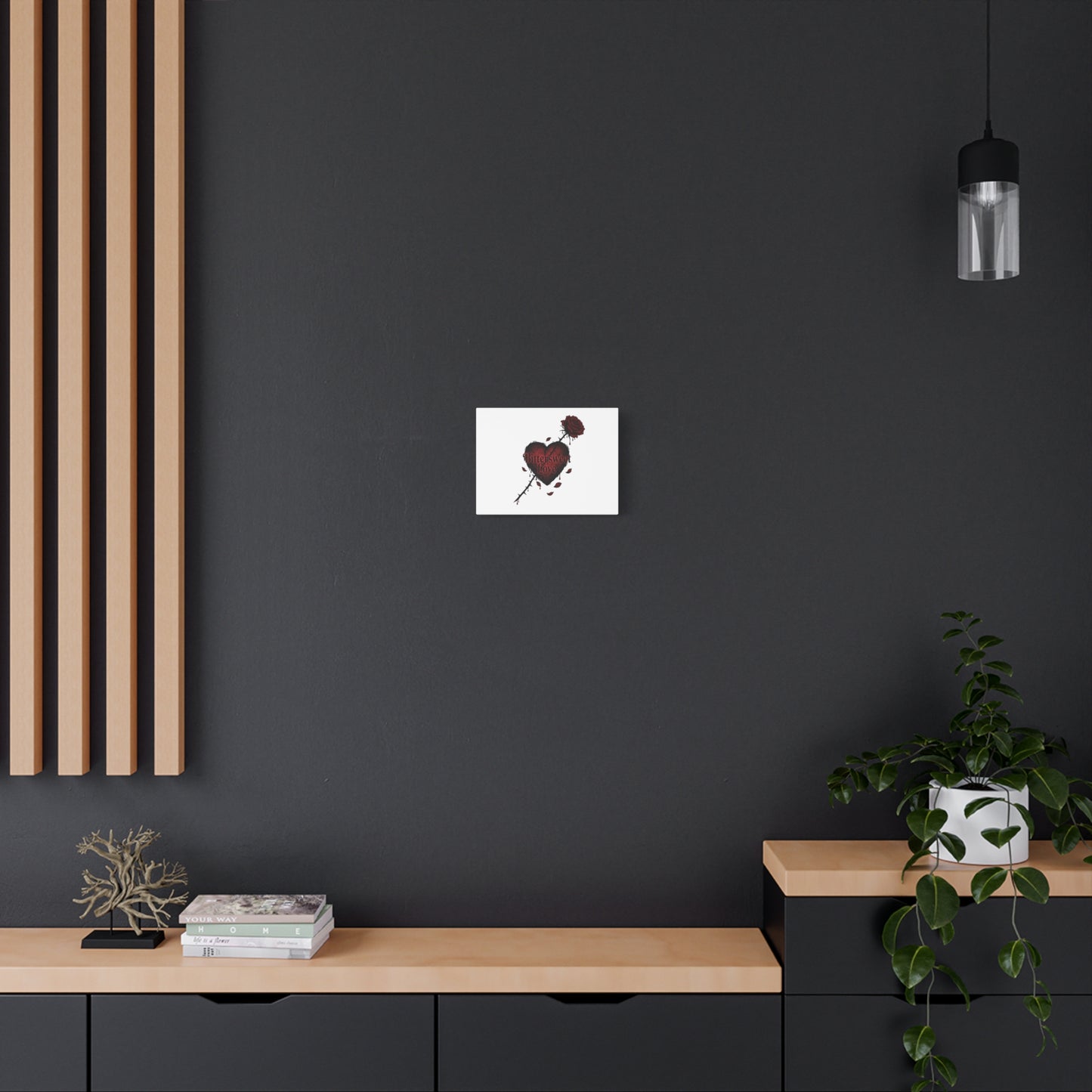 Bittersweet Love heart & thorn rose Canvas | Goth Valentine, Dark Romance Art Print