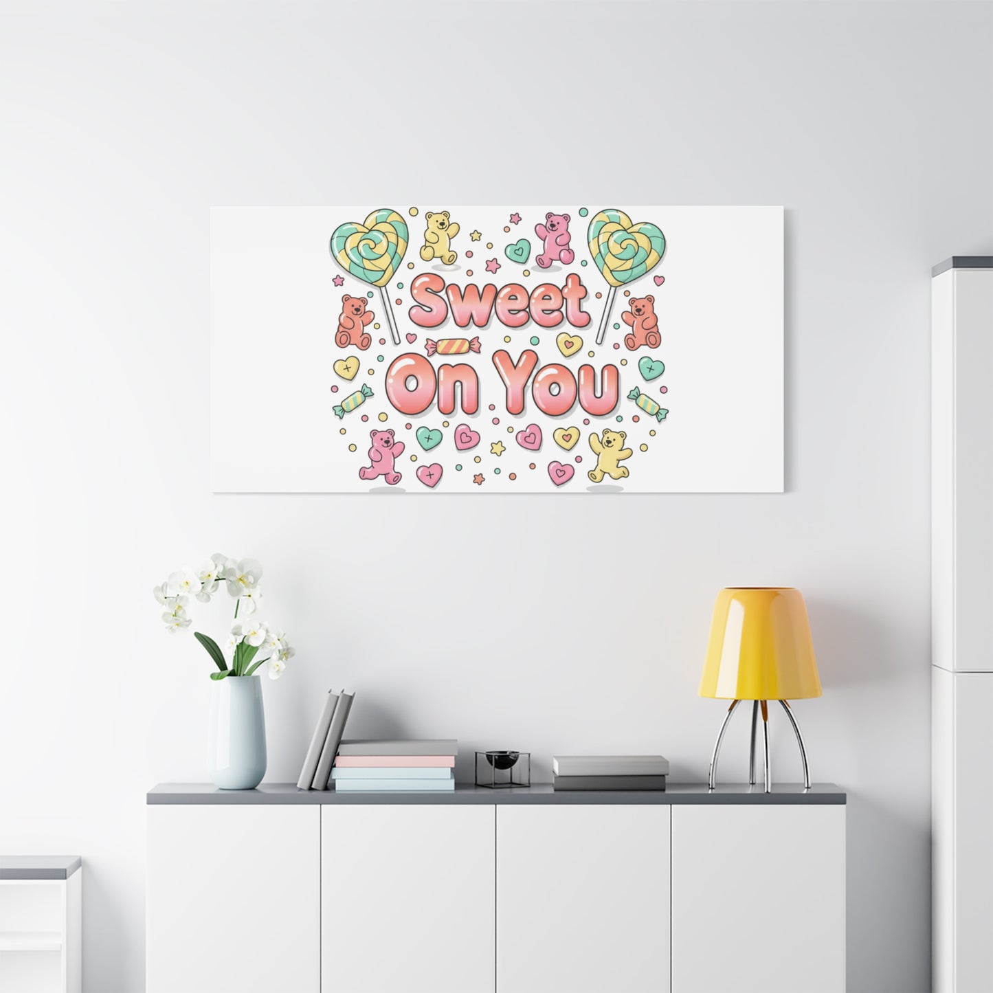 Sweet On You Canvas | Valentine Candycore heart candy pattern, pastel snackcore art
