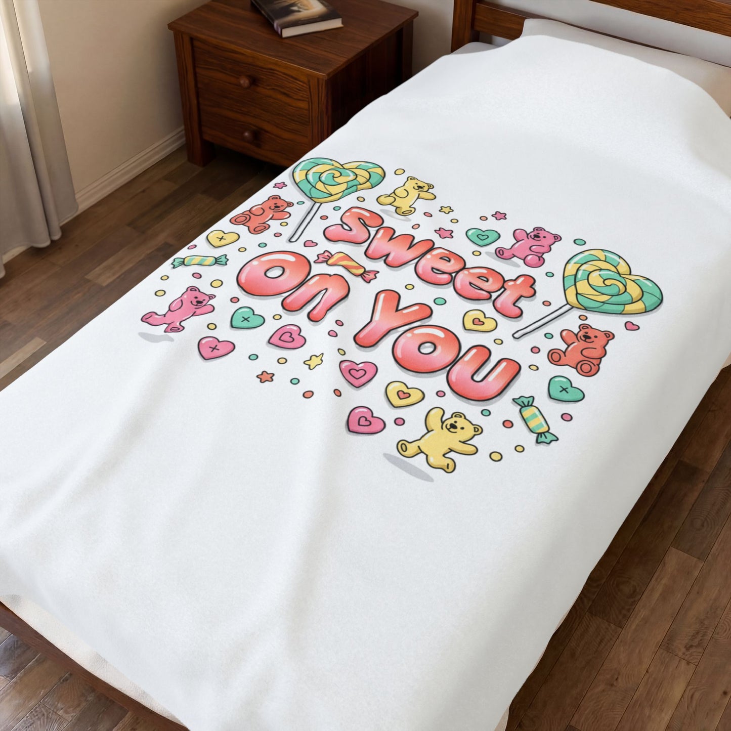 Sweet On You Plush Blanket | Candycore Valentine heart candy pattern