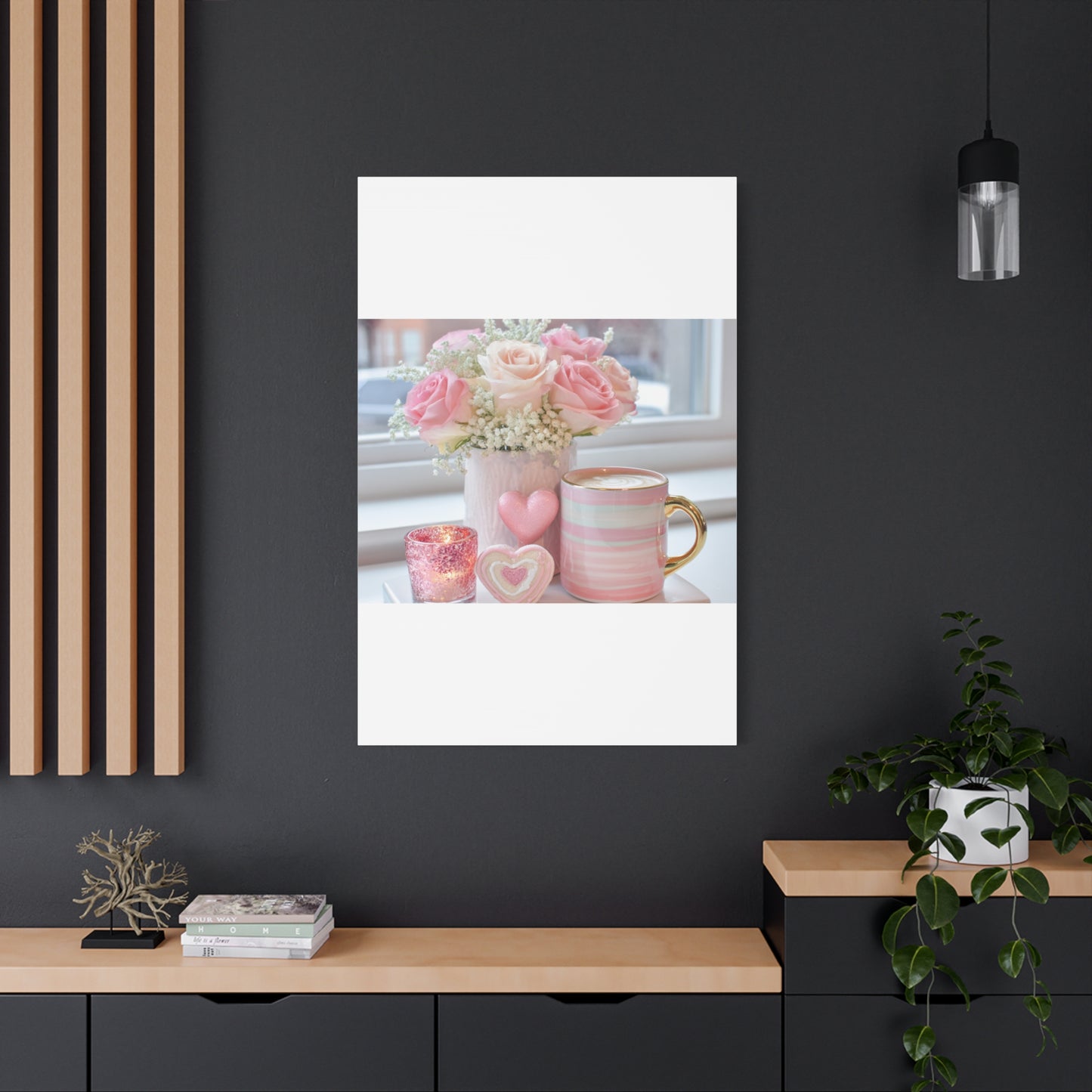 Pink Rose Bouquet with Mug Canvas
