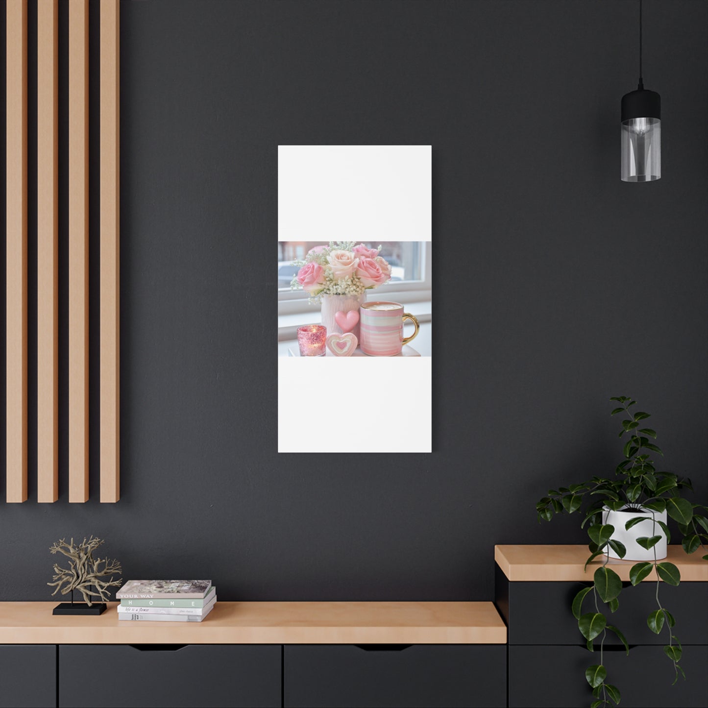 Pink Rose Bouquet with Mug Canvas