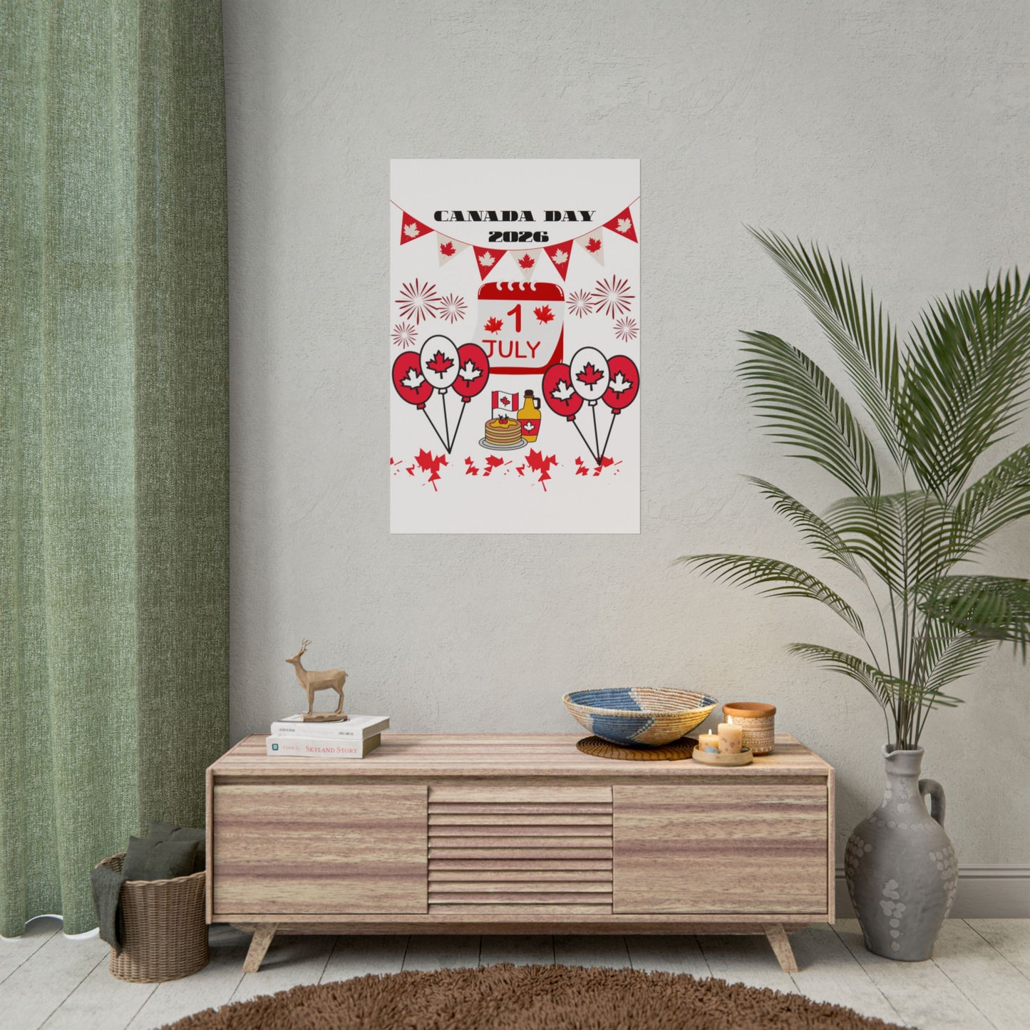 Canada Day 1 July Poster – Red Maple Leaf Celebration Print