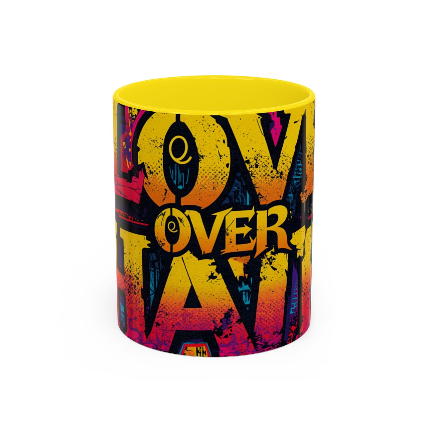 Love Over Hate Accent Coffee Mug — 11/15 oz Inspirational Ceramic Mug