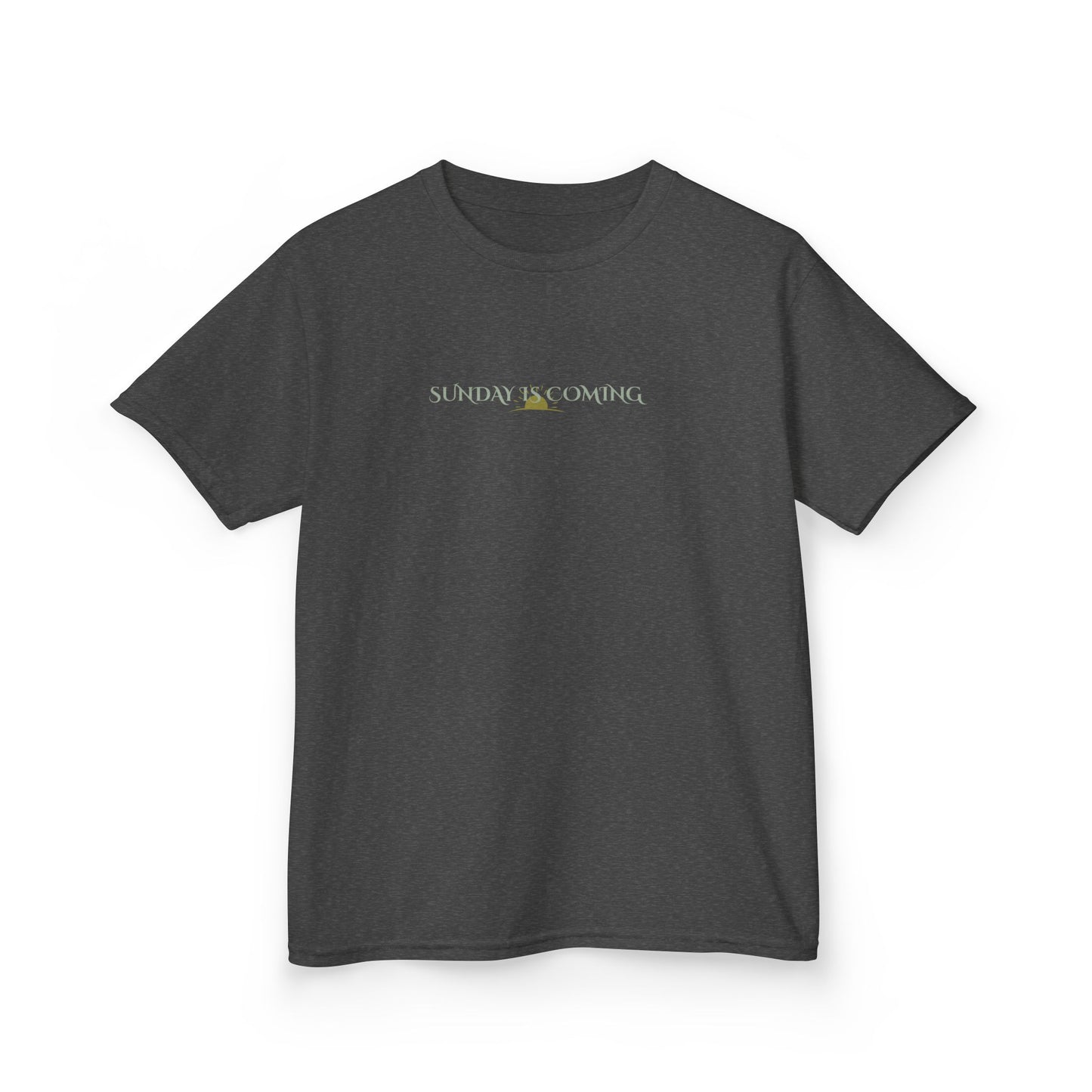 Kids Tee — Minimal "Always Be Curious" Rainbow Text