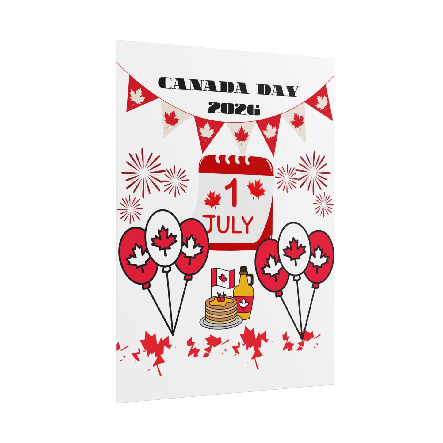 Canada Day 1 July Poster – Red Maple Leaf Celebration Print
