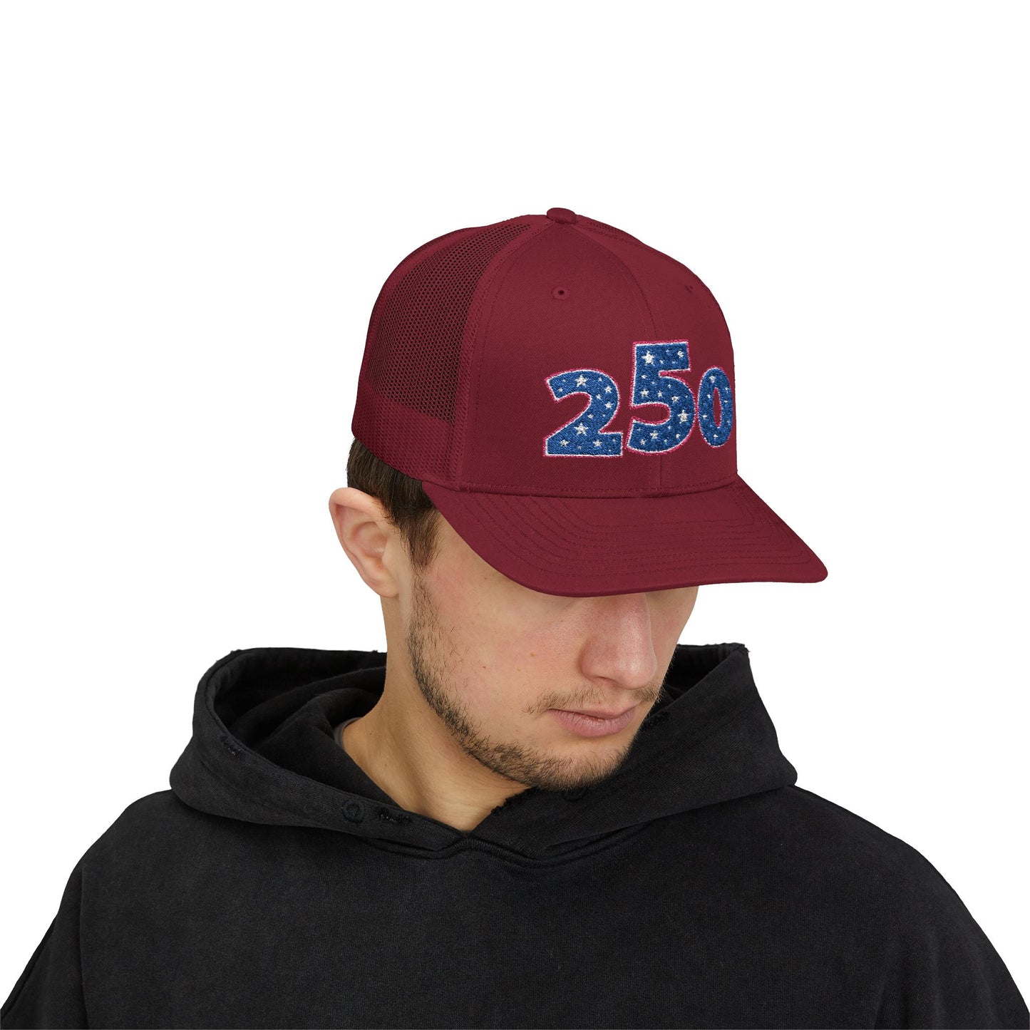 Blue Glitter 250 Patch Snapback Cap | Trucker Mesh Hat