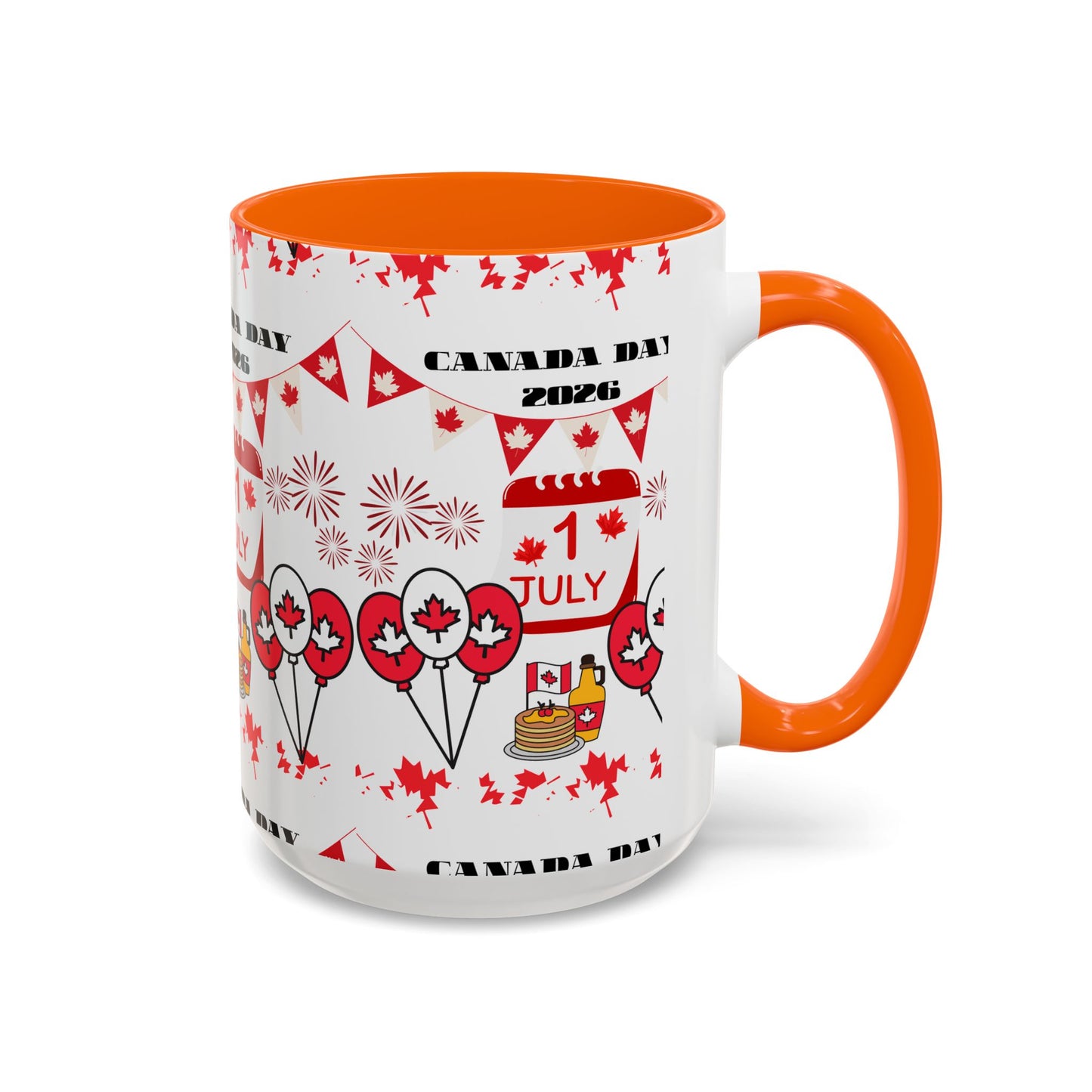 Canada Day Coffee Mug - 1 July 2026 Red Maple Balloon Accent Mug