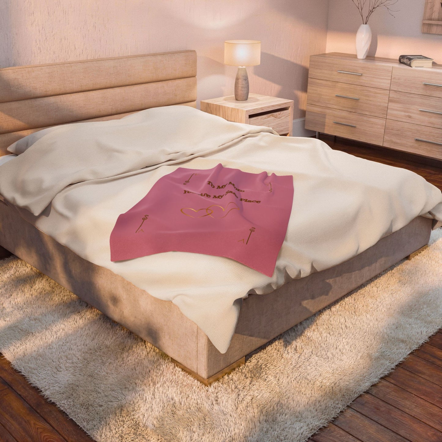 To My Mom Velveteen Blanket – “You Are My Safe Place” Plush Throw for Mother's Day & Comfort