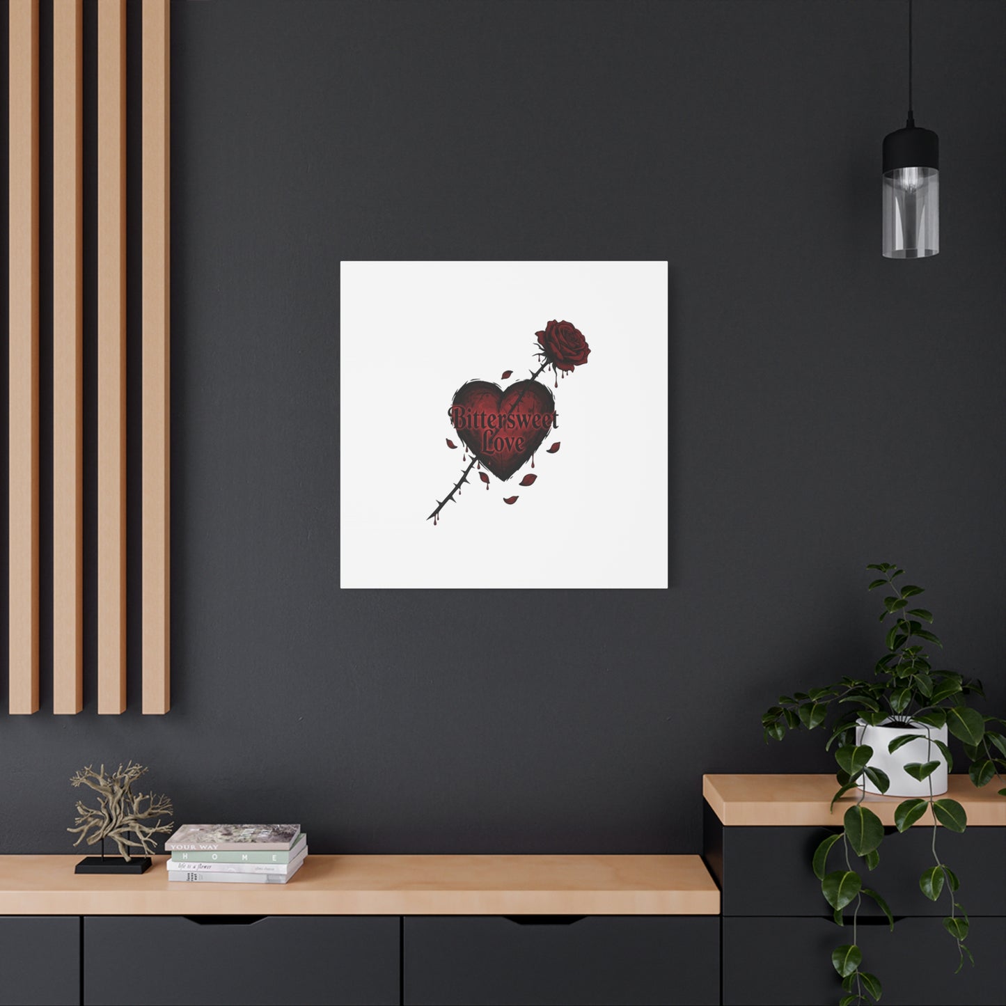 Bittersweet Love heart & thorn rose Canvas | Goth Valentine, Dark Romance Art Print