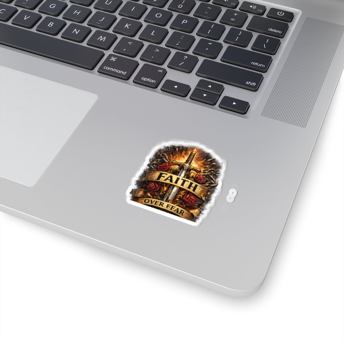 Faith Over Fear Kiss-Cut Sticker — Sword & Roses Inspirational Christian Decal