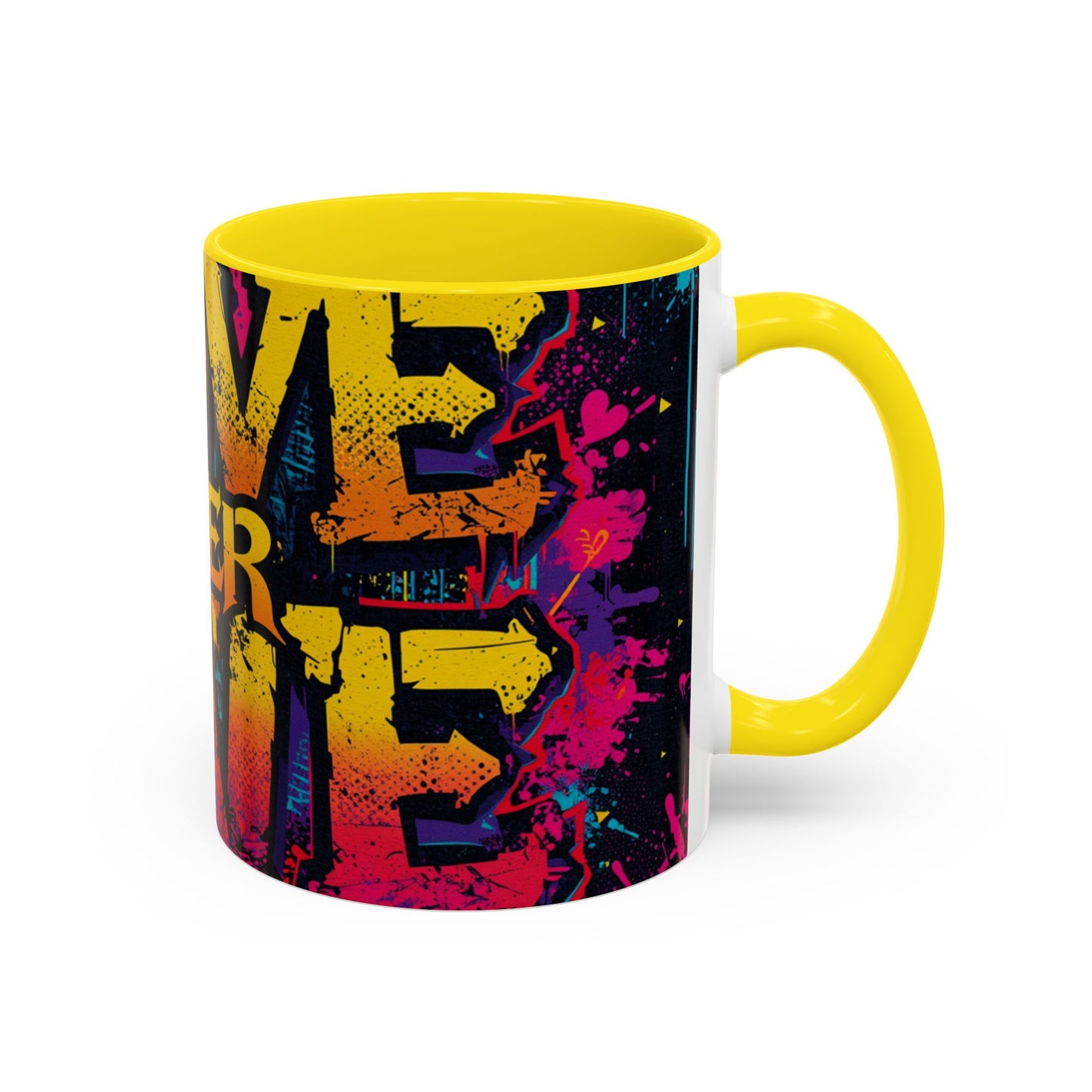 Love Over Hate Accent Coffee Mug — 11/15 oz Inspirational Ceramic Mug