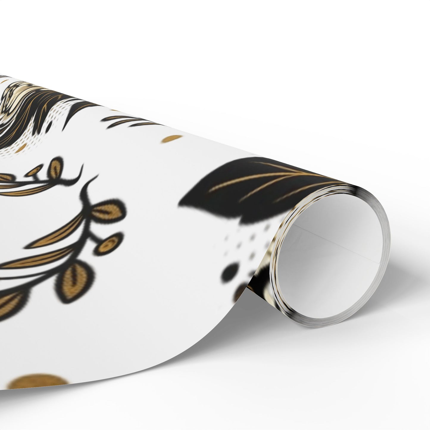 Mom & Love Floral Wrapping Paper – Gold Heart Gift Wrap for Mother's Day