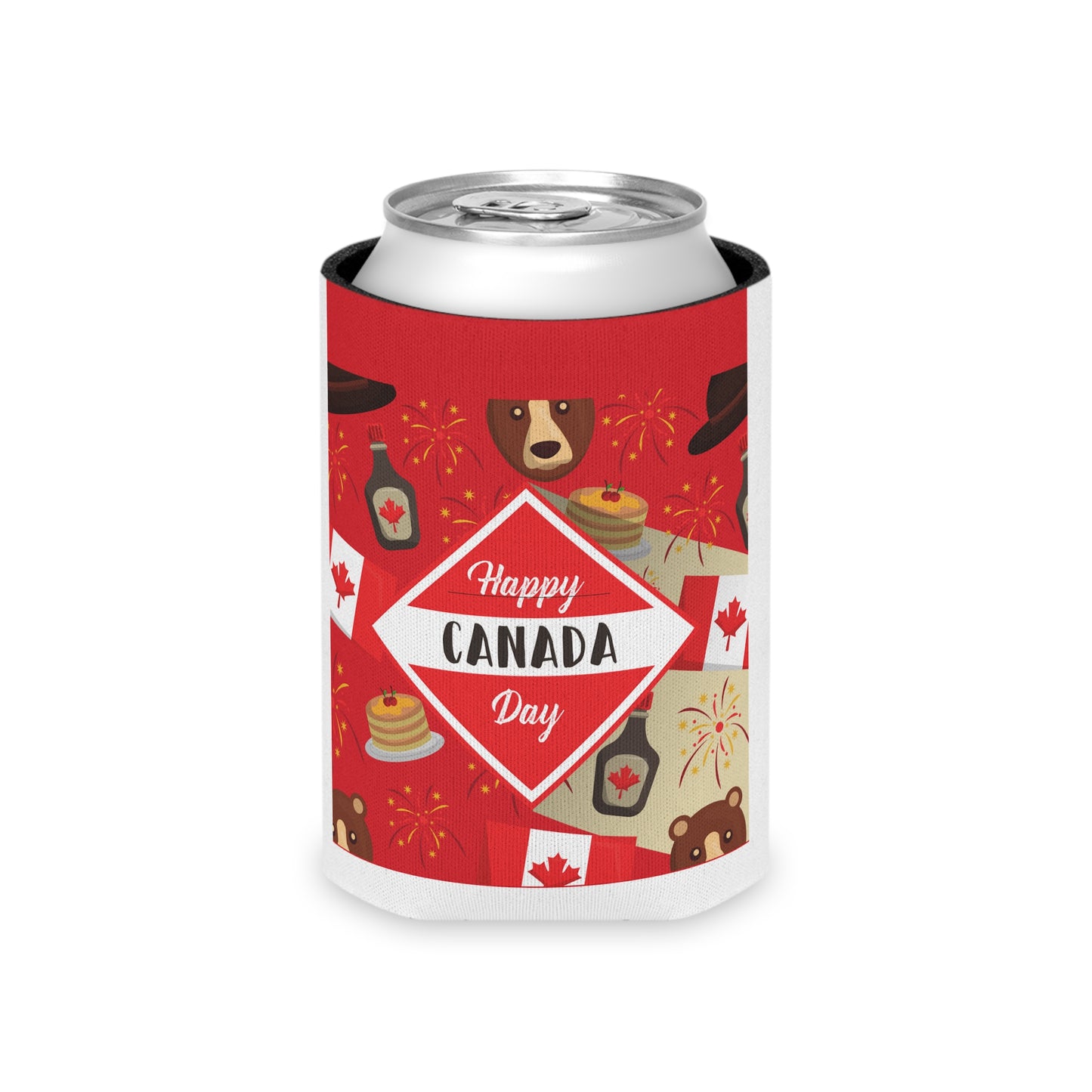 Canada Day Can Cooler — Happy Canada Day 1 July Patriotic Beverage Koozie