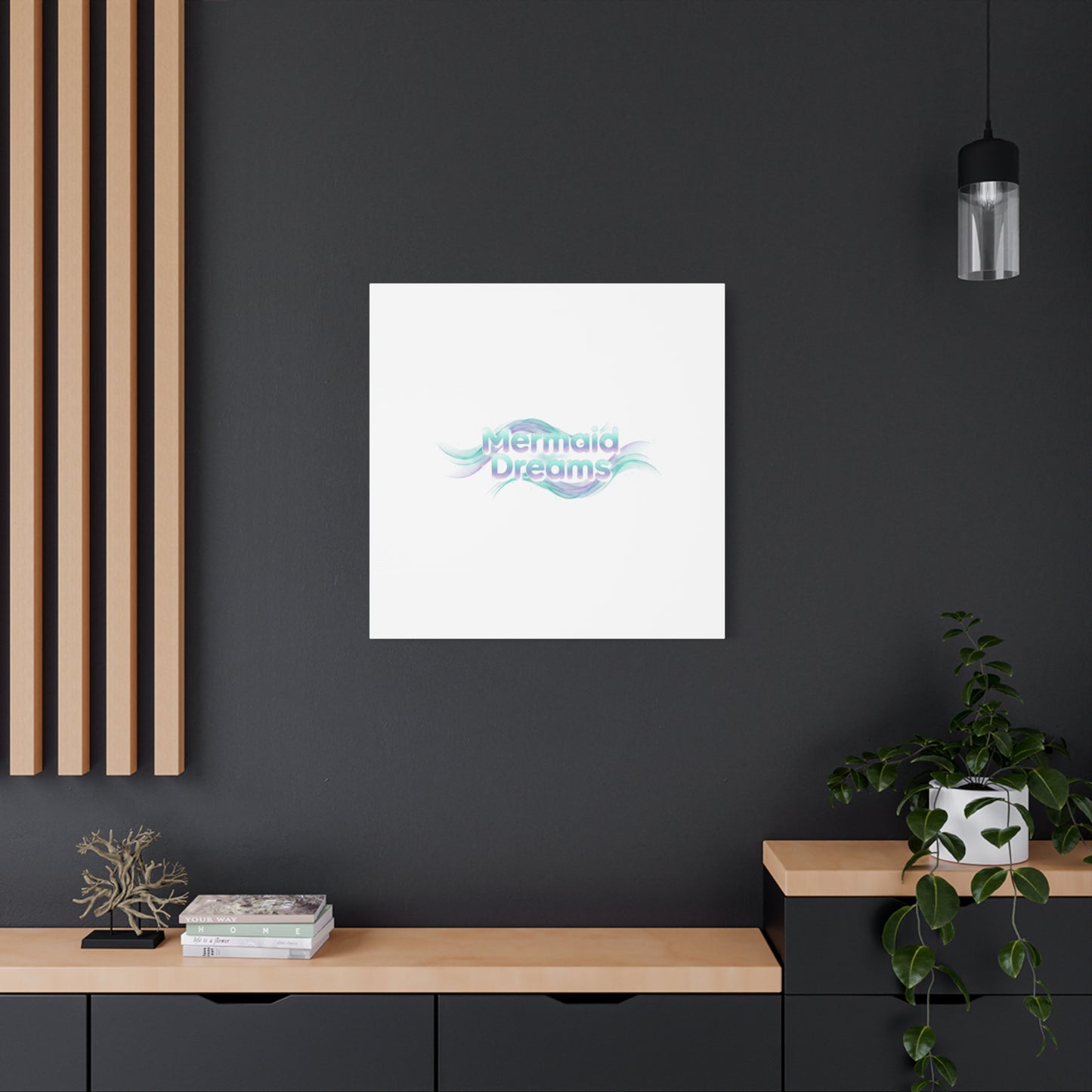 Mermaid Dreams Matte Canvas | iridescent text, pearly word accent