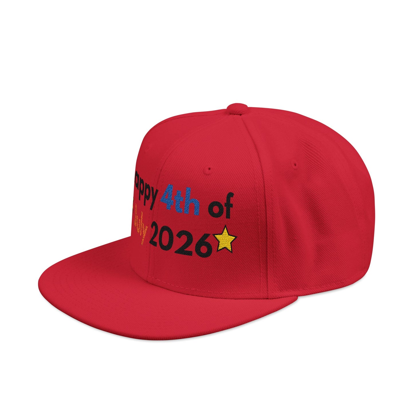 Happy 4th of July 2026 Embroidered Snapback Hat