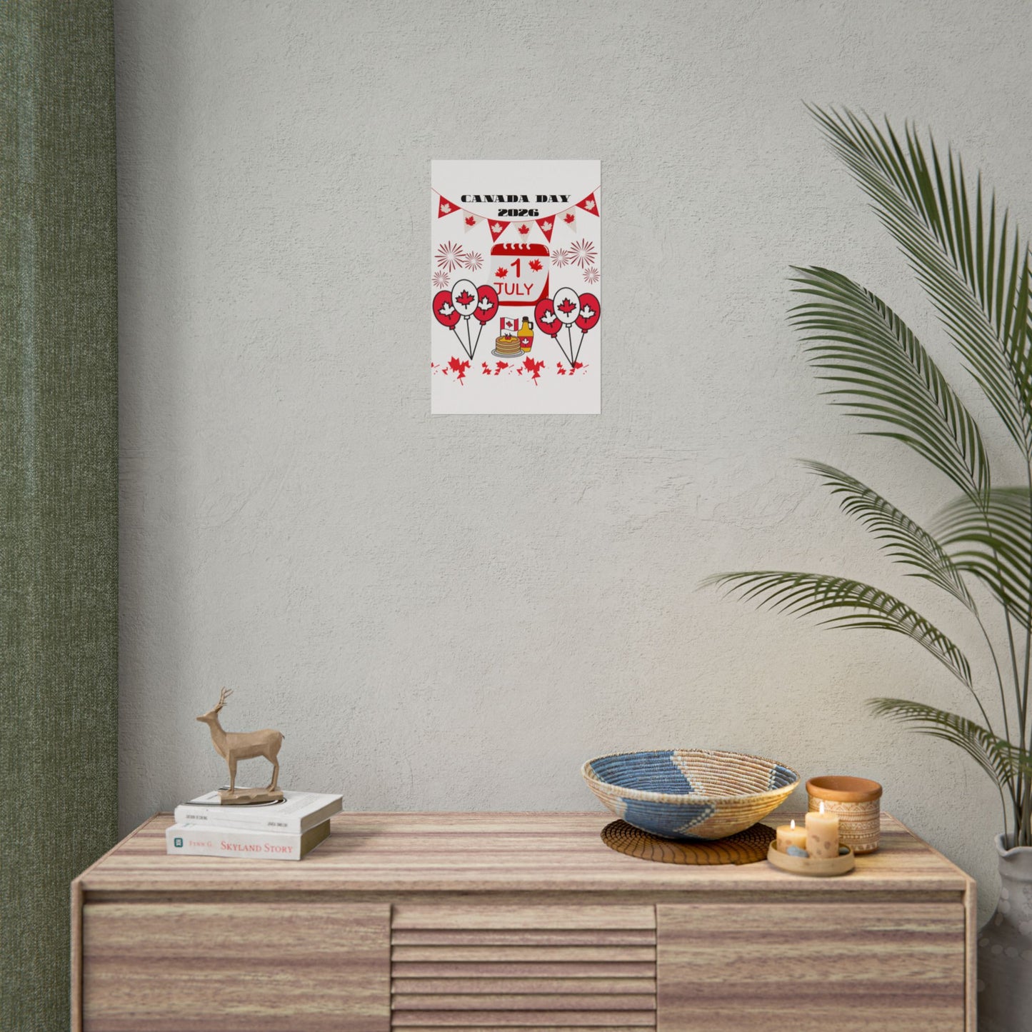 Canada Day 1 July Poster – Red Maple Leaf Celebration Print