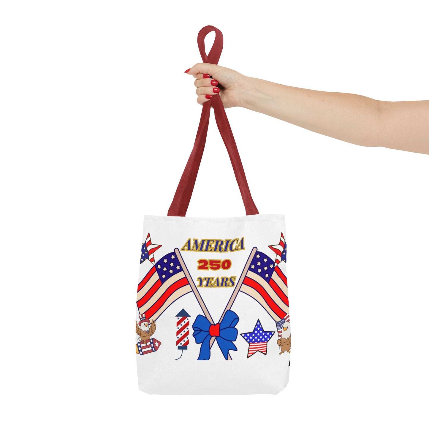 America 250 Years Flag Crossed Flags Patriotic Tote Bag | Independence Day