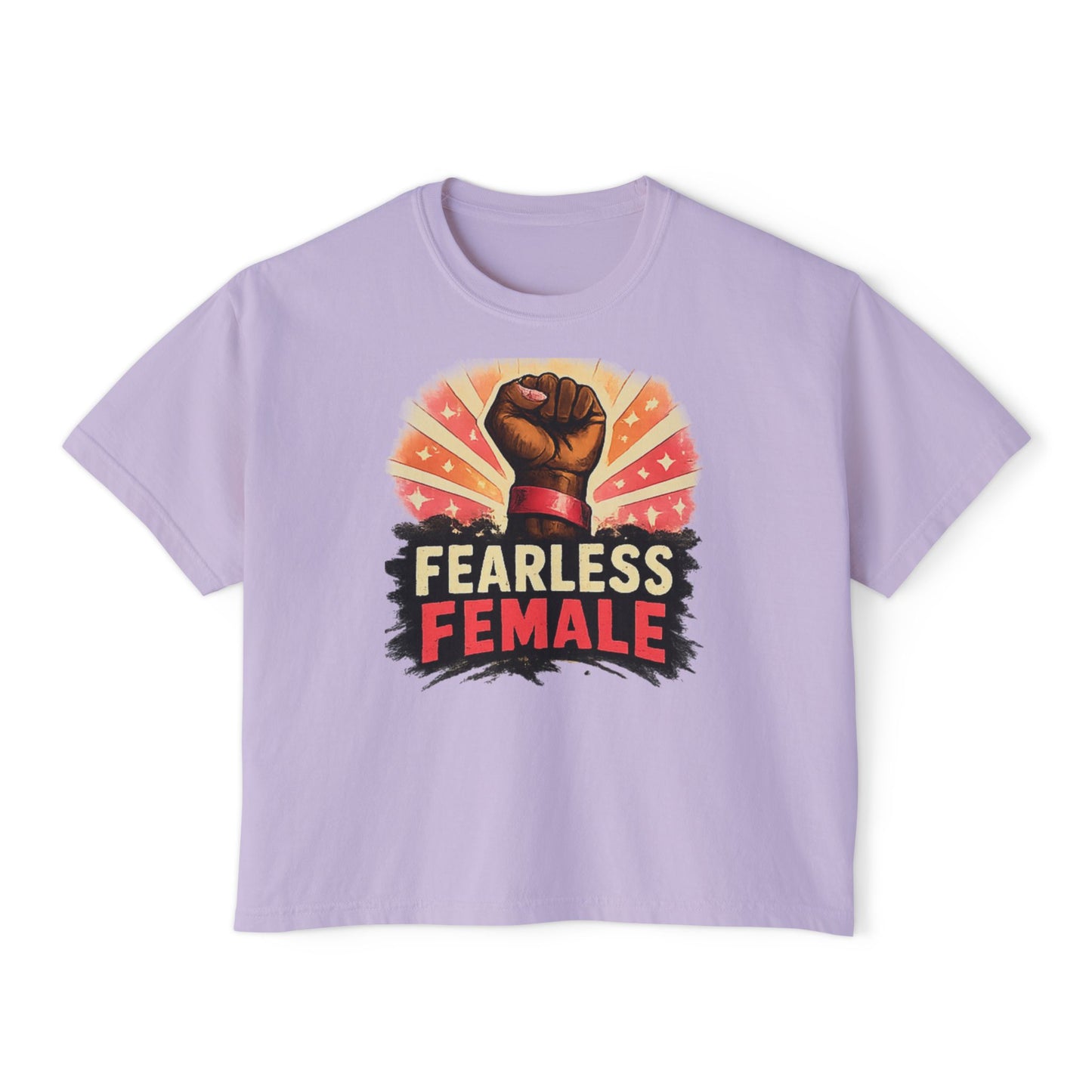Fearless Female Raised Fist Graphic T-Shirt | Boxy Tee