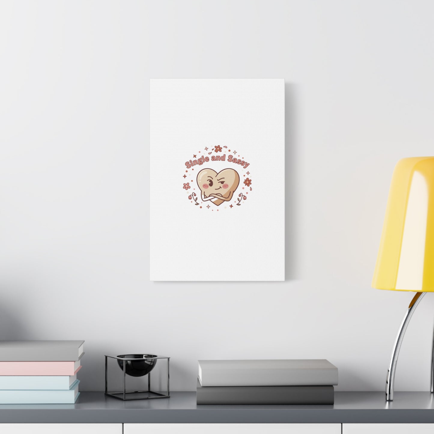 Single and Sassy Heart Canvas | Anti‑Valentine, Pastel Cynic Wall Art