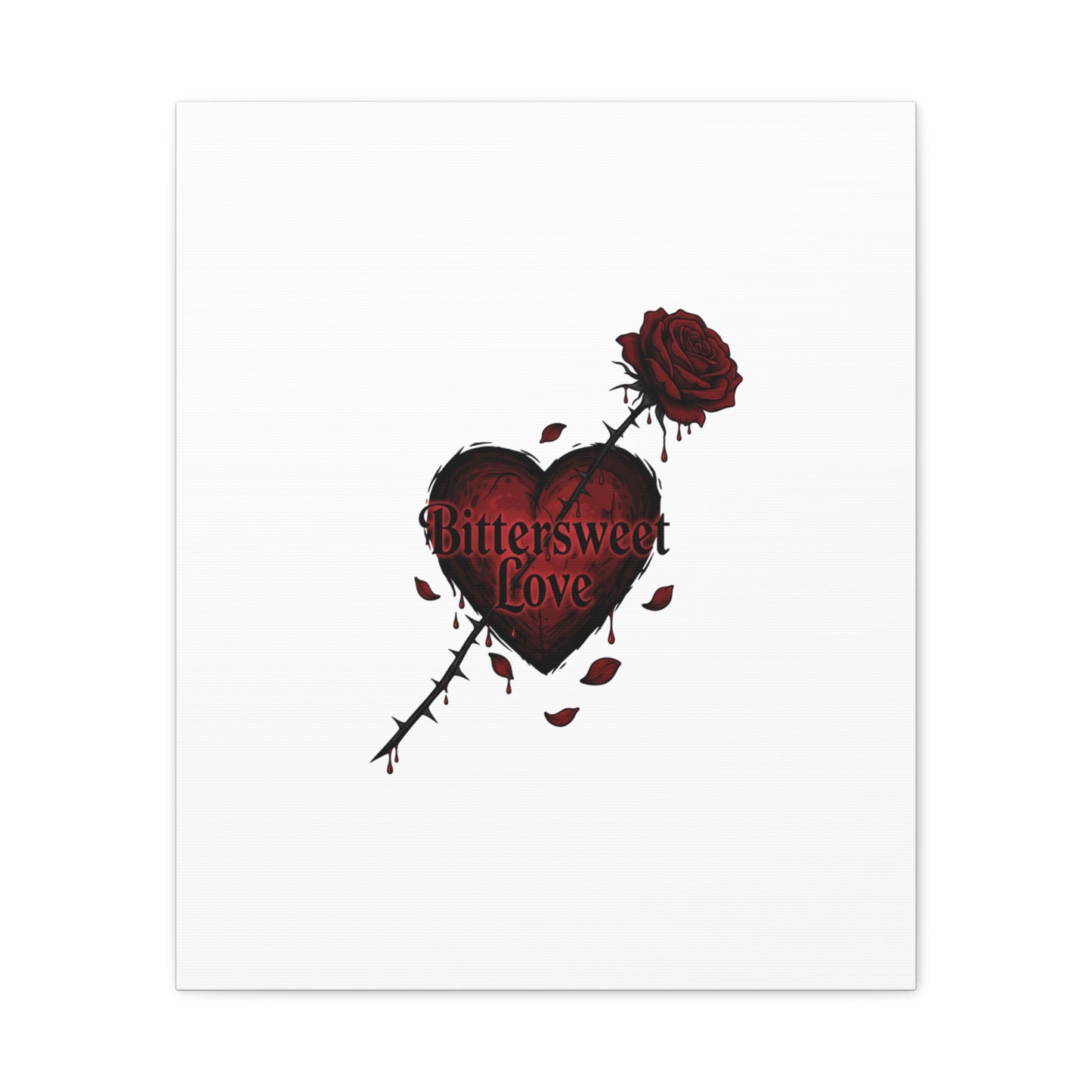 Bittersweet Love heart & thorn rose Canvas | Goth Valentine, Dark Romance Art Print