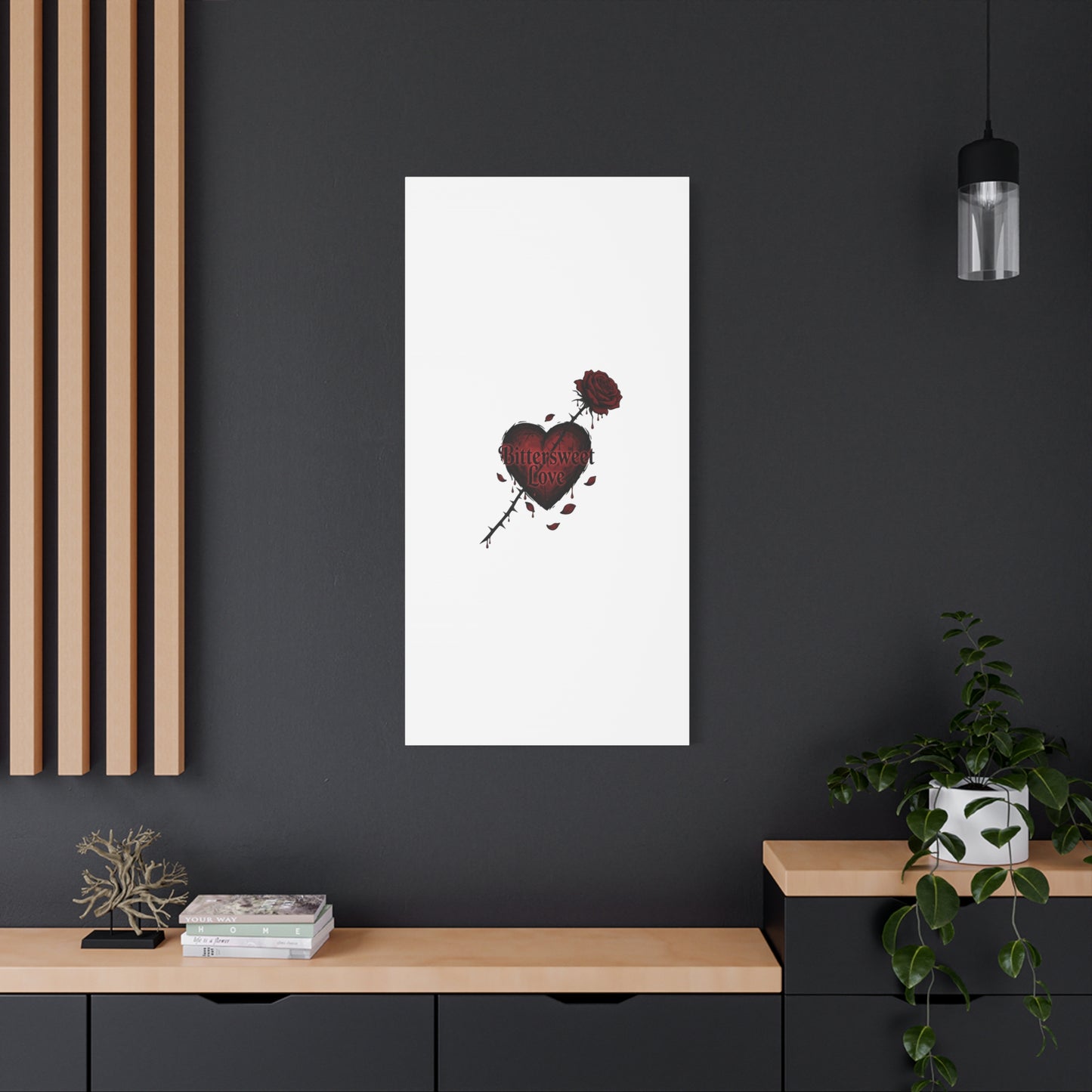 Bittersweet Love heart & thorn rose Canvas | Goth Valentine, Dark Romance Art Print