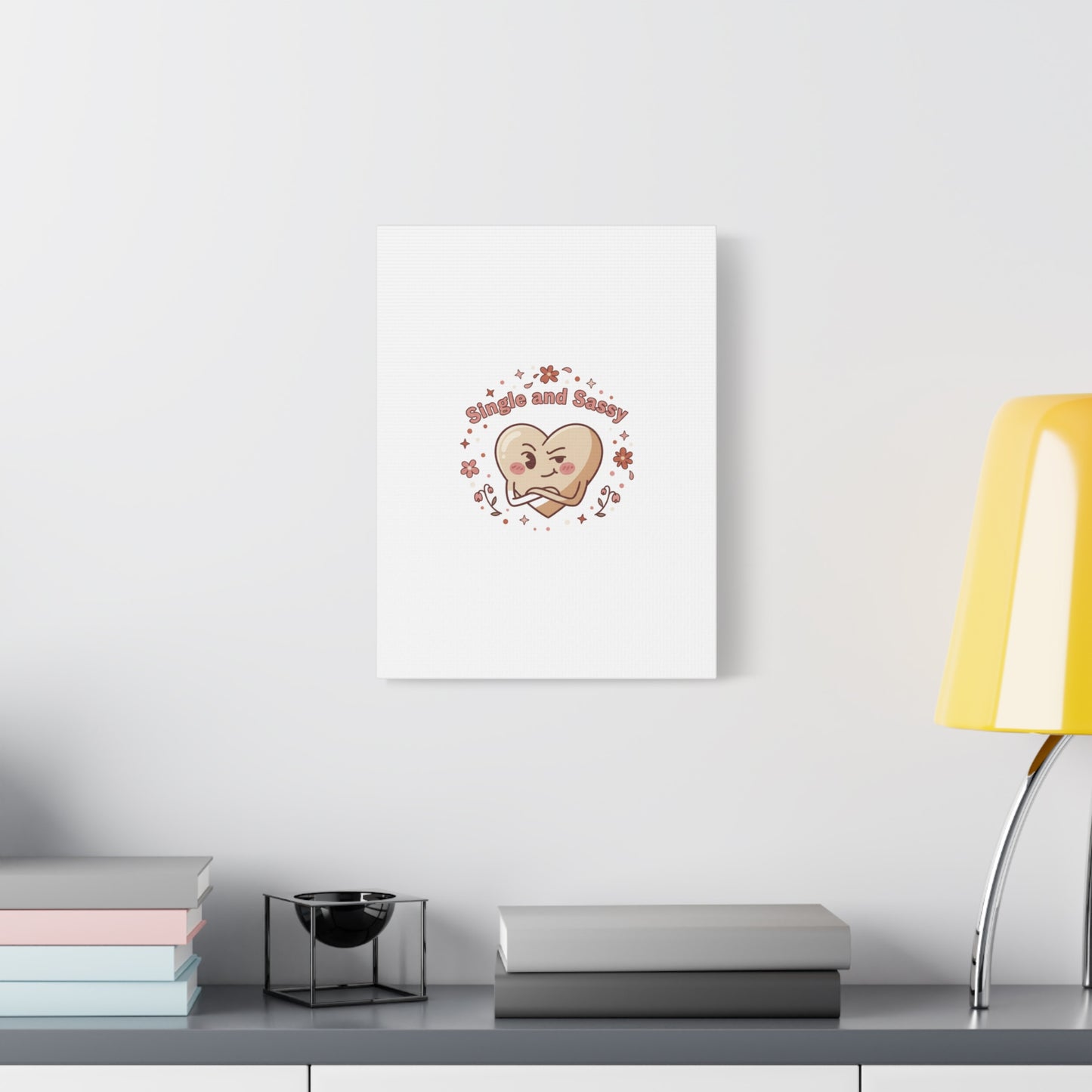 Single and Sassy Heart Canvas | Anti‑Valentine, Pastel Cynic Wall Art