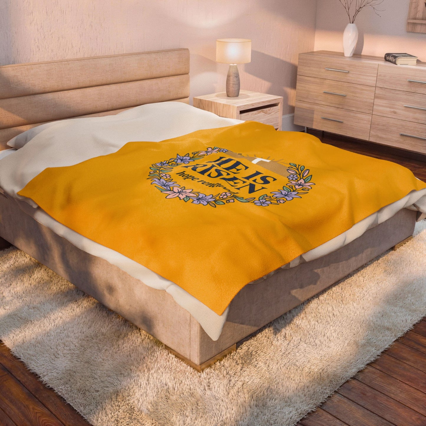 He Is Risen Velveteen Blanket | Easter Christian, Resurrection Scripture