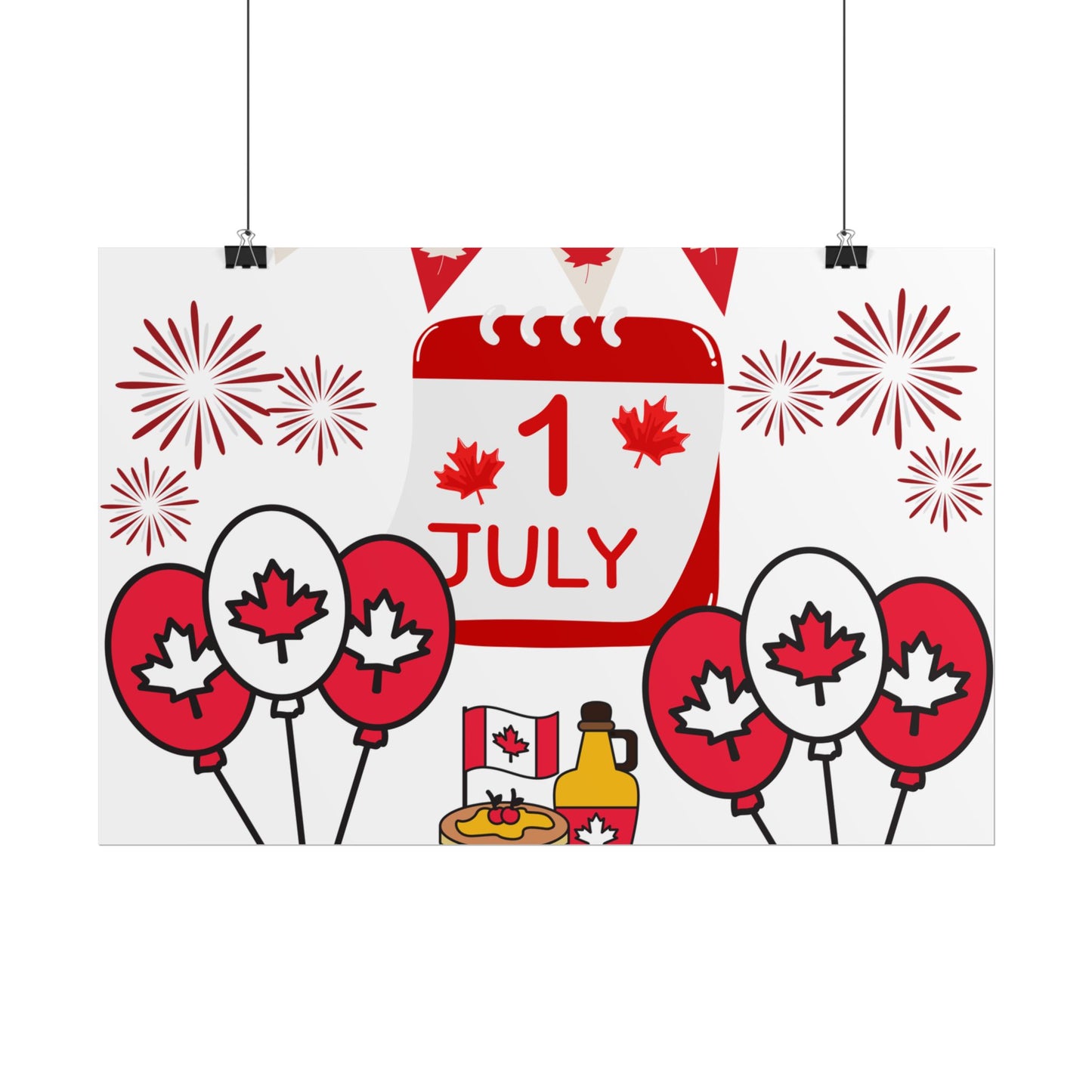 Canada Day 1 July Poster – Red Maple Leaf Celebration Print