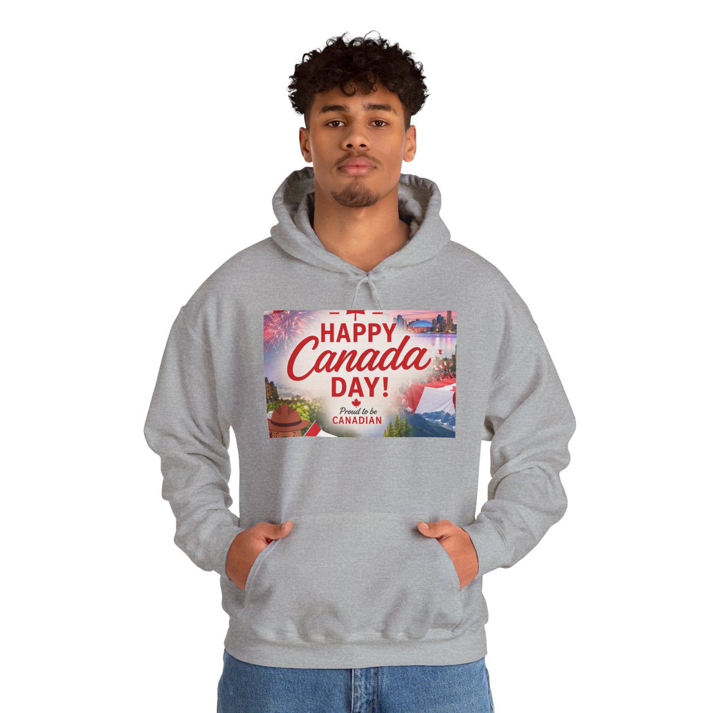 Canada Day Hoodie — "Happy Canada Day! Proud Canadian" Celebration Sweatshirt