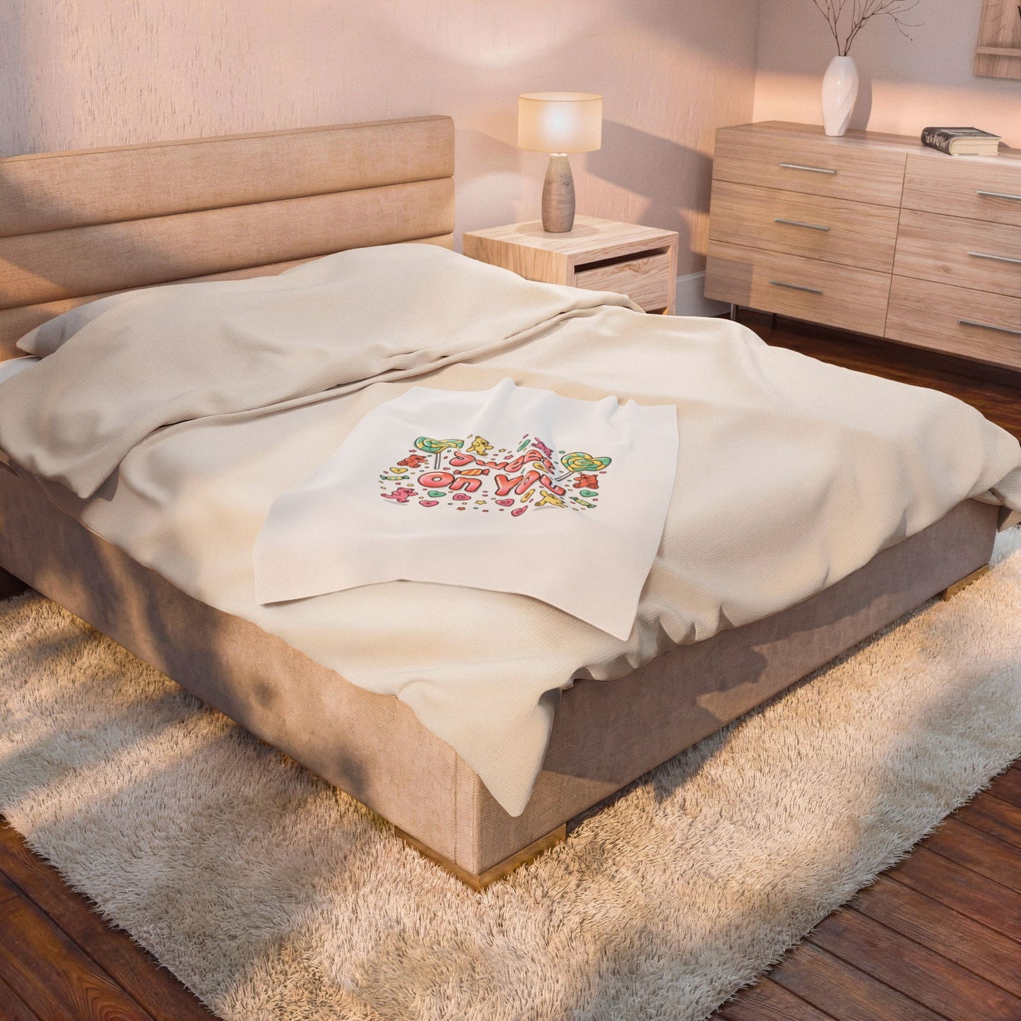 Sweet On You Plush Blanket | Candycore Valentine heart candy pattern