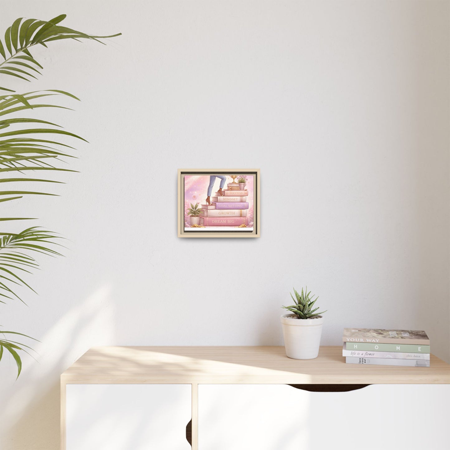 Dream Big Wall Art — Motivational Stacked Books Framed Canvas