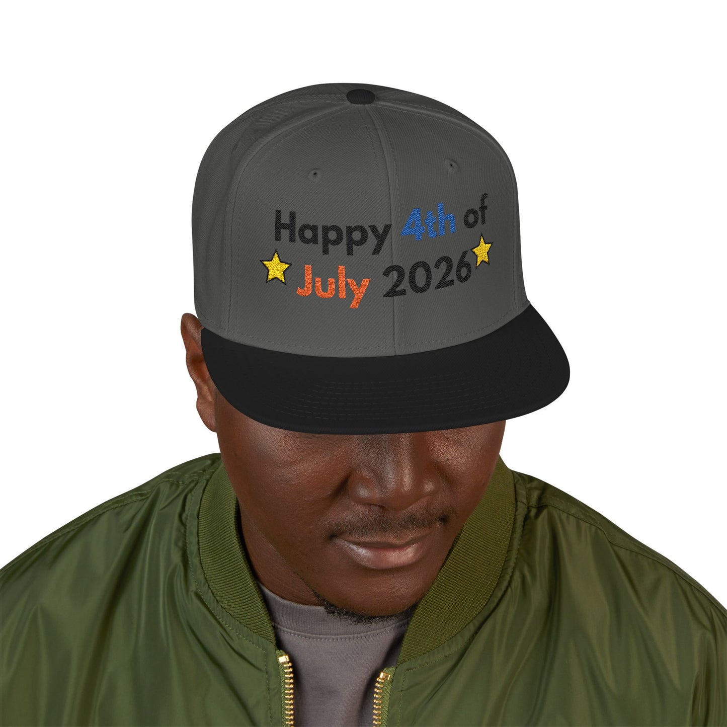 Happy 4th of July 2026 Embroidered Snapback Hat