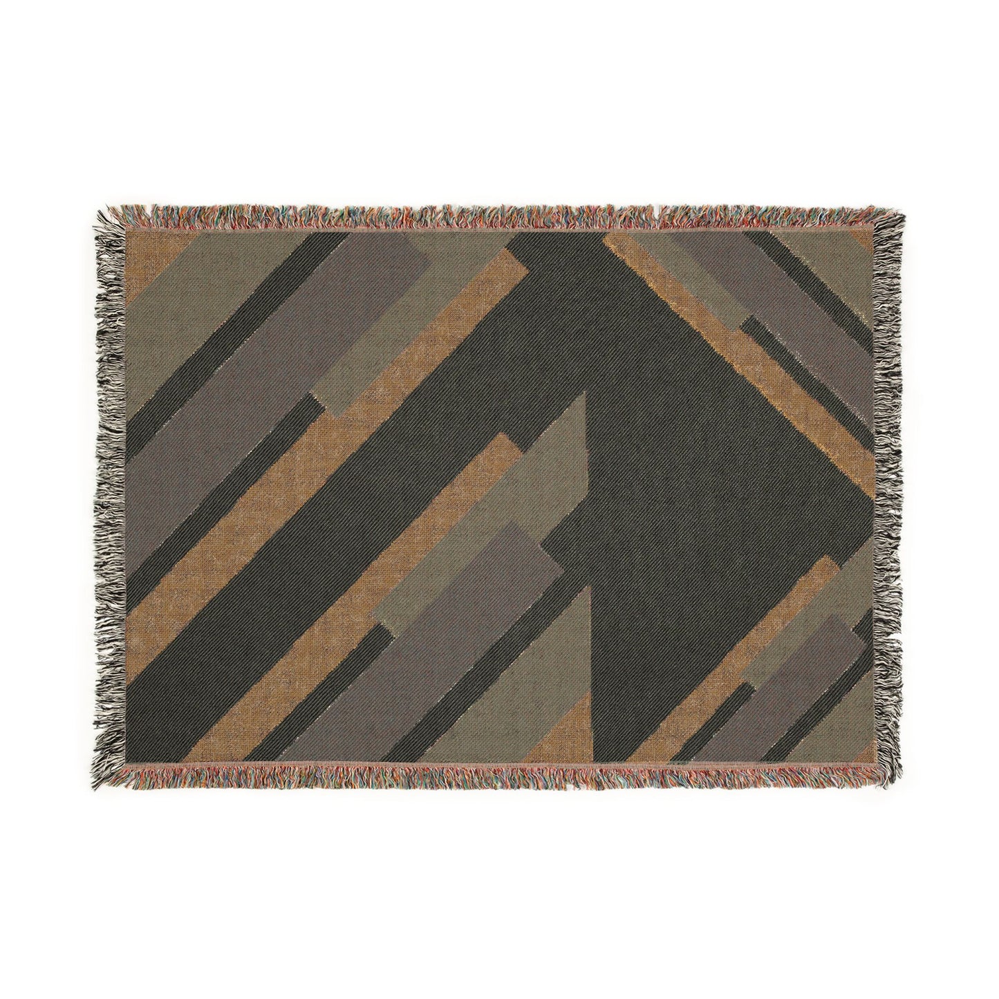 Geometric Diagonal Stripes Woven Blanket | Modern Abstract Throw