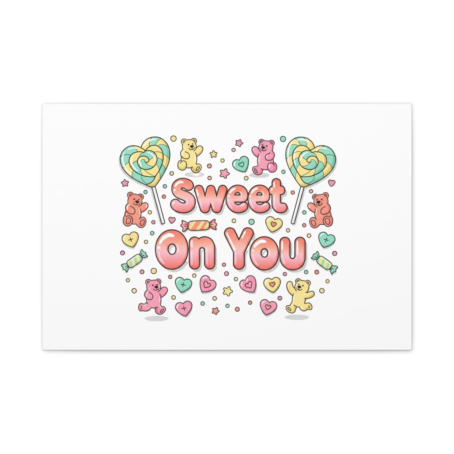 Sweet On You Canvas | Valentine Candycore heart candy pattern, pastel snackcore art