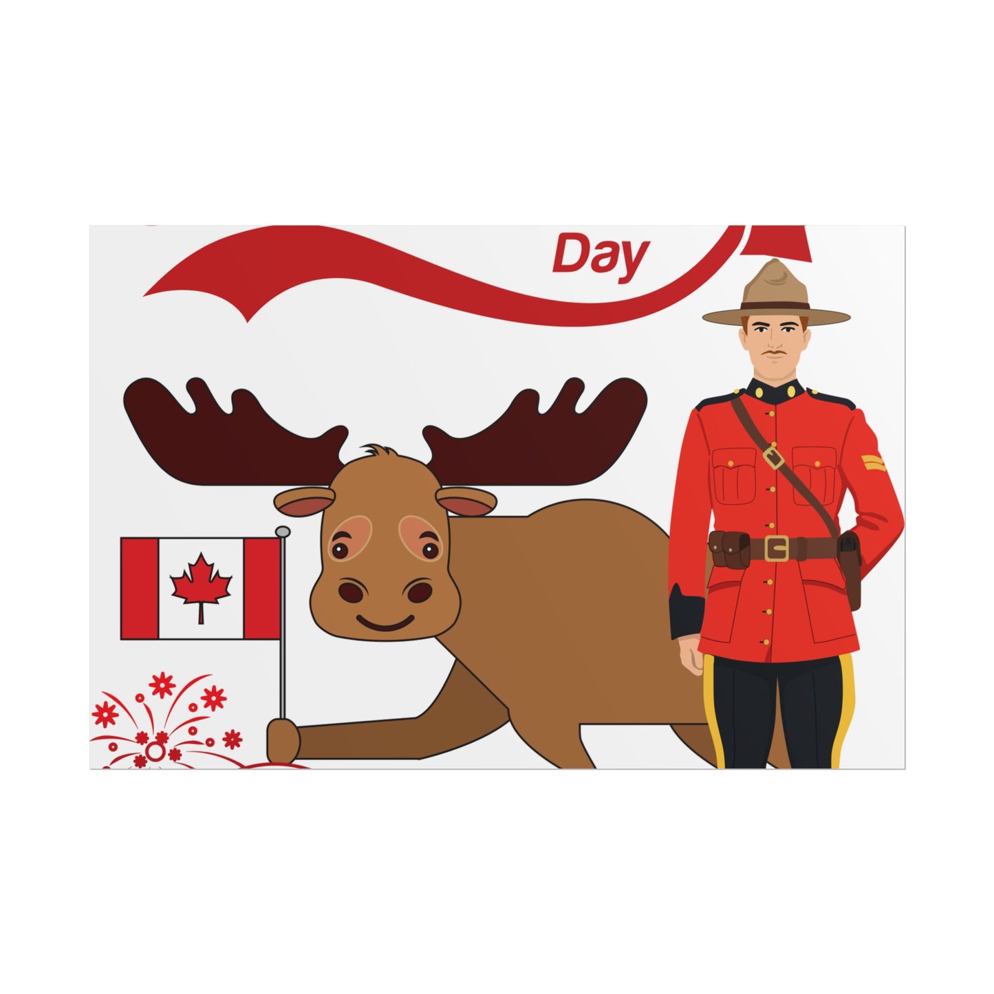 Canada Day Poster - Happy Canada Day Moose & Mountie Rolled Poster