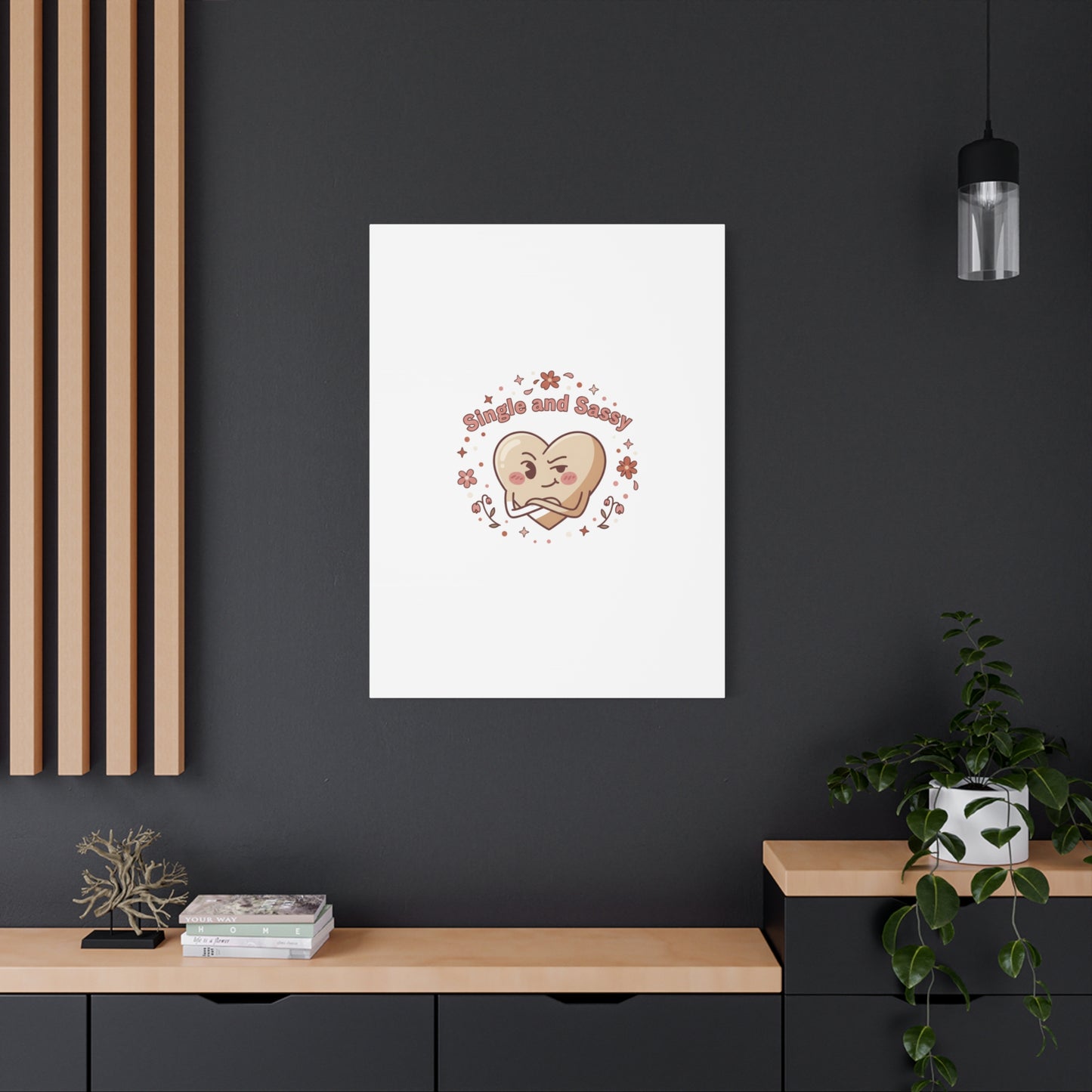 Single and Sassy Heart Canvas | Anti‑Valentine, Pastel Cynic Wall Art