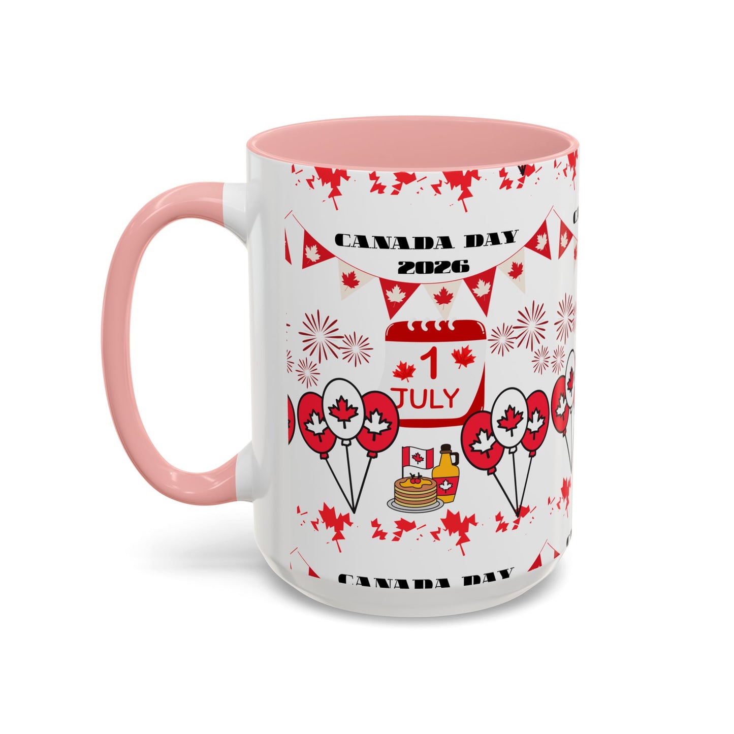Canada Day Coffee Mug - 1 July 2026 Red Maple Balloon Accent Mug