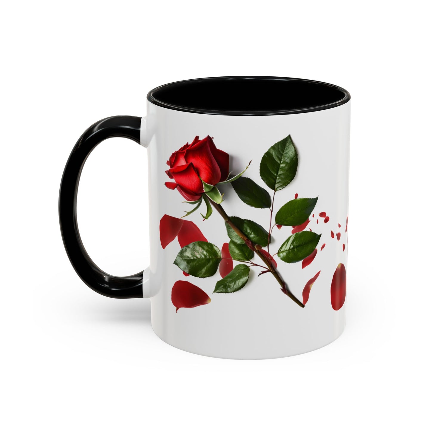 Red Rose Petals Accent Coffee Mug | 11oz 15oz