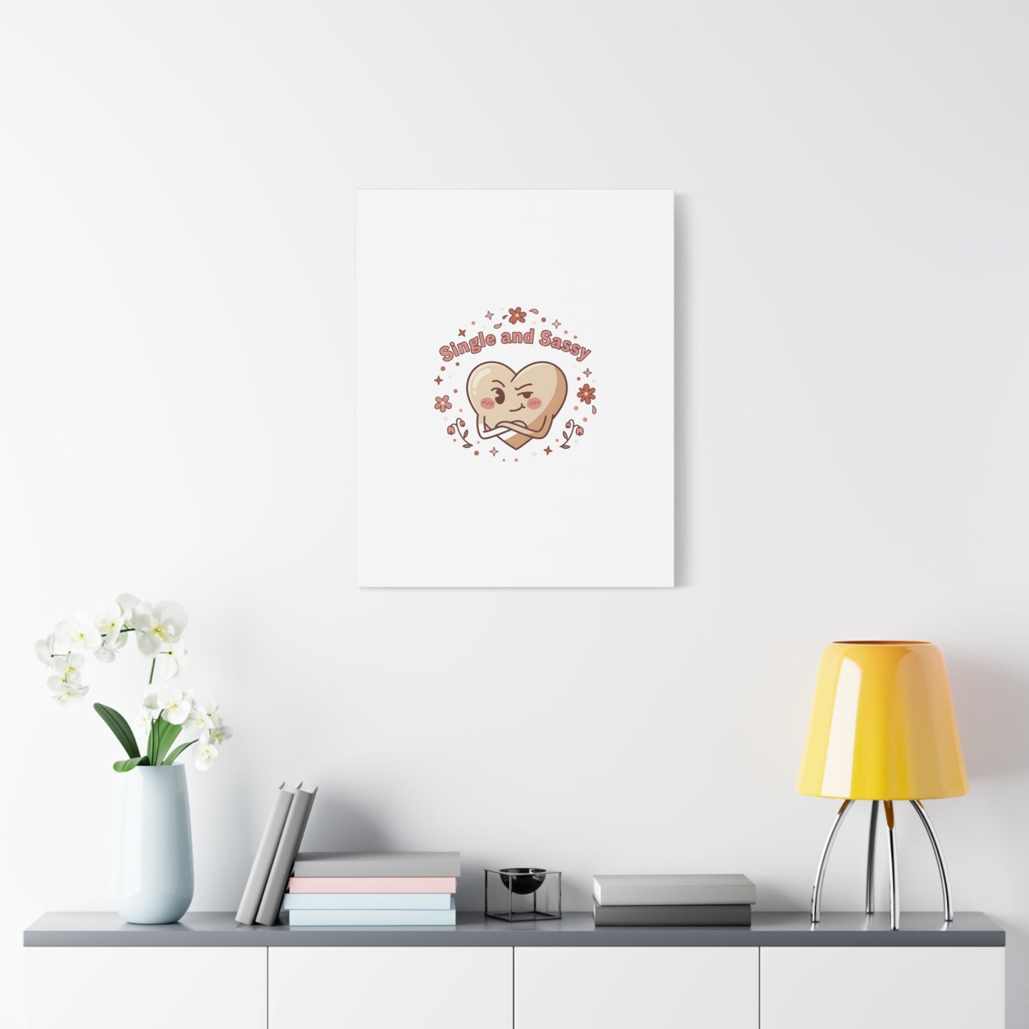 Single and Sassy Heart Canvas | Anti‑Valentine, Pastel Cynic Wall Art
