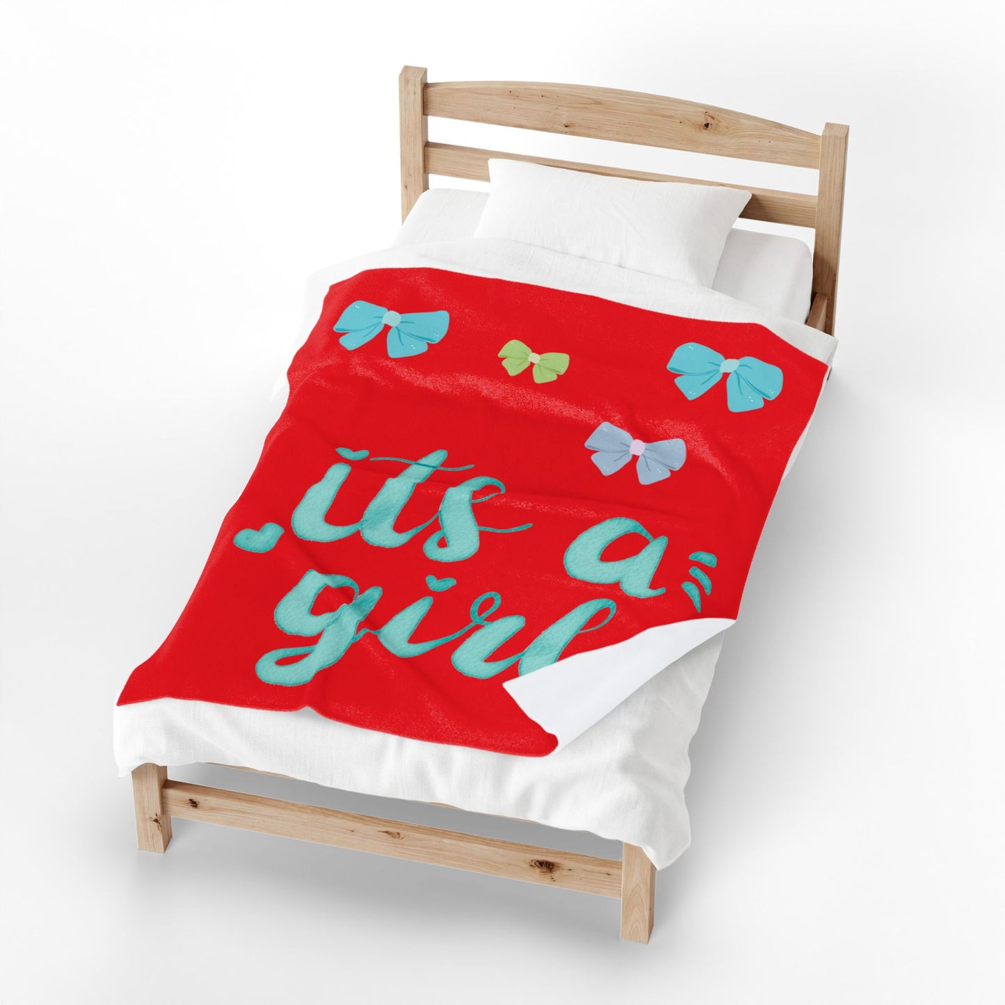 Velveteen Plush Blanket - "It's a Girl" Baby Announcement Throw
