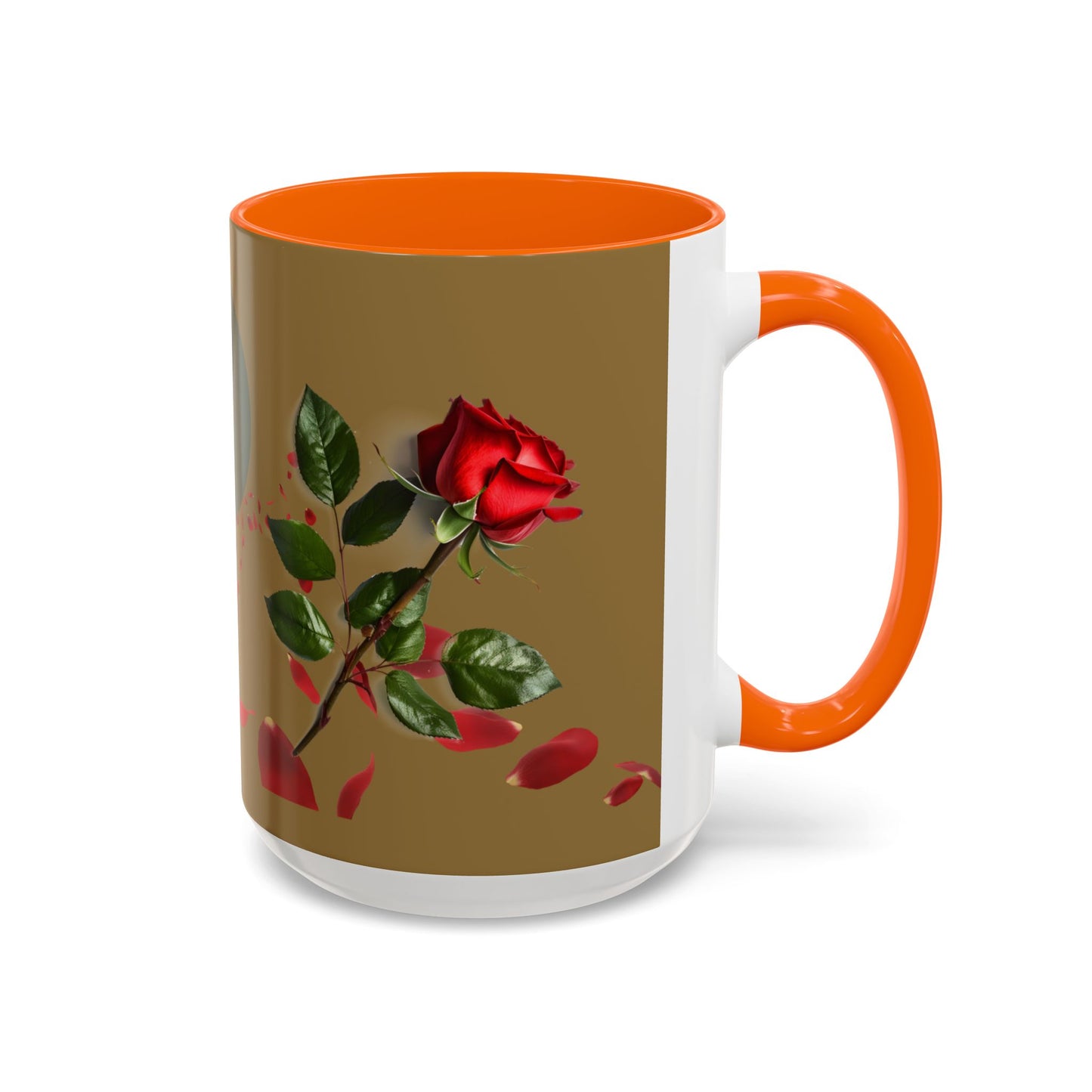 Red Rose Petals Coffee Mug  Accent Black Handle Interior,