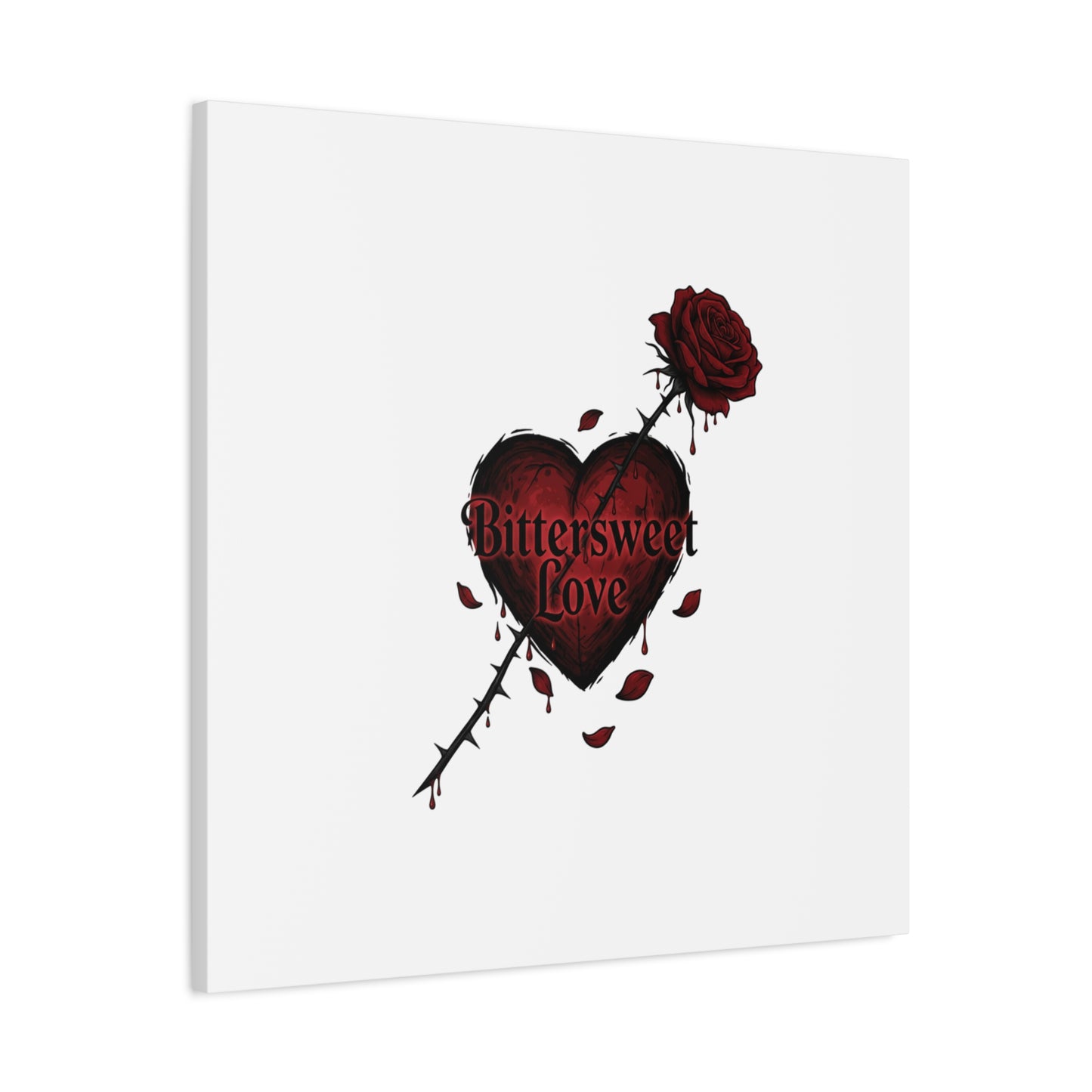 Bittersweet Love heart & thorn rose Canvas | Goth Valentine, Dark Romance Art Print