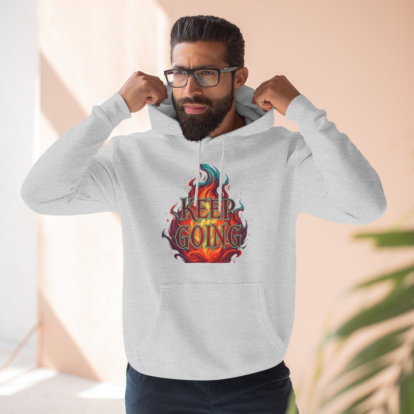 Keep Going No Excuses Hoodie | Motivational Flame Design