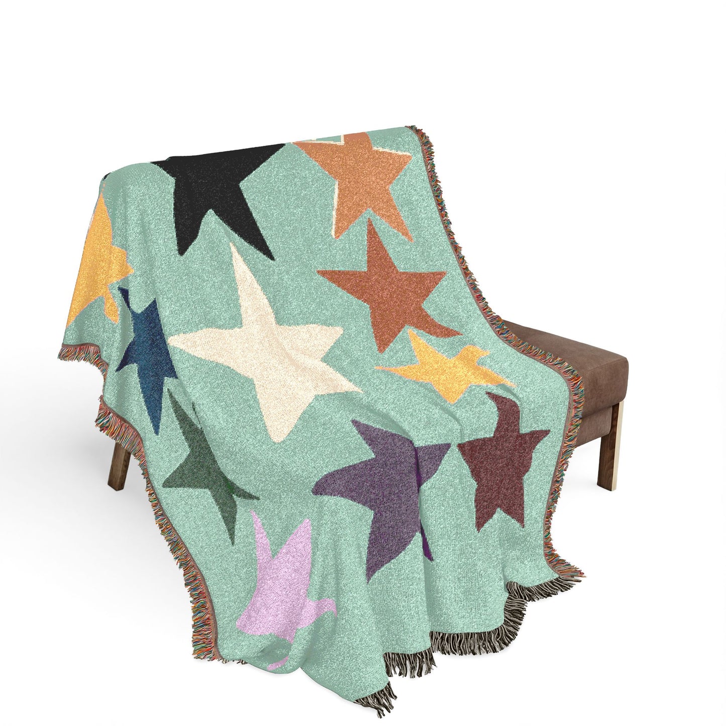 Multicolor Star Pattern Woven Blanket | Retro Celestial Throw