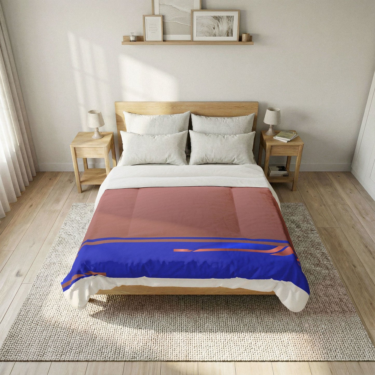 Brown and Blue Minimal Plush Comforter Cotton Comforter | Soft, Minimal Bedding