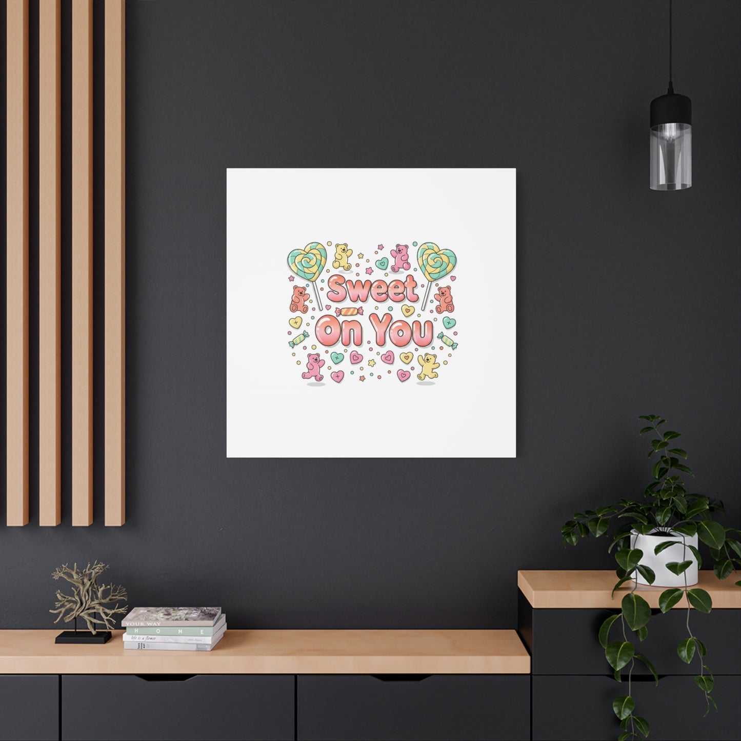 Sweet On You Canvas | Valentine Candycore heart candy pattern, pastel snackcore art
