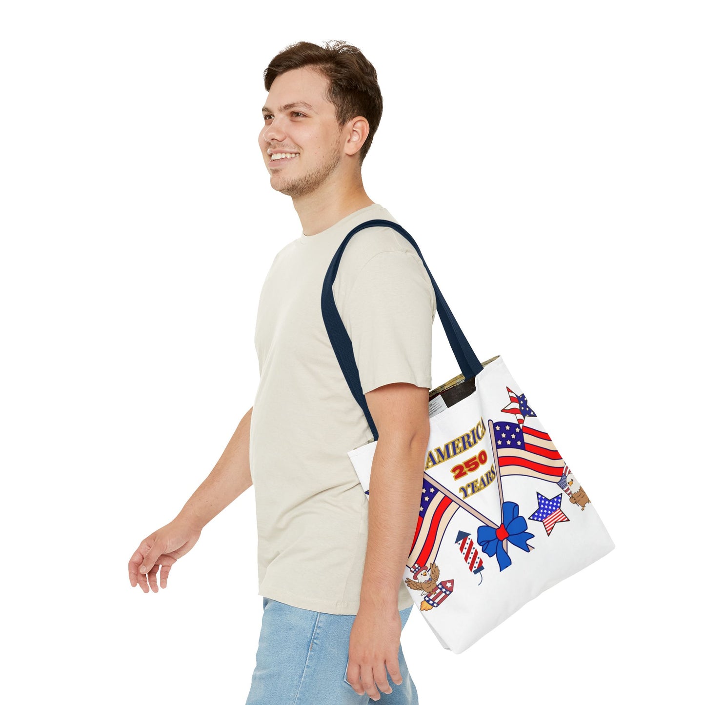 America 250 Years Flag Crossed Flags Patriotic Tote Bag | Independence Day